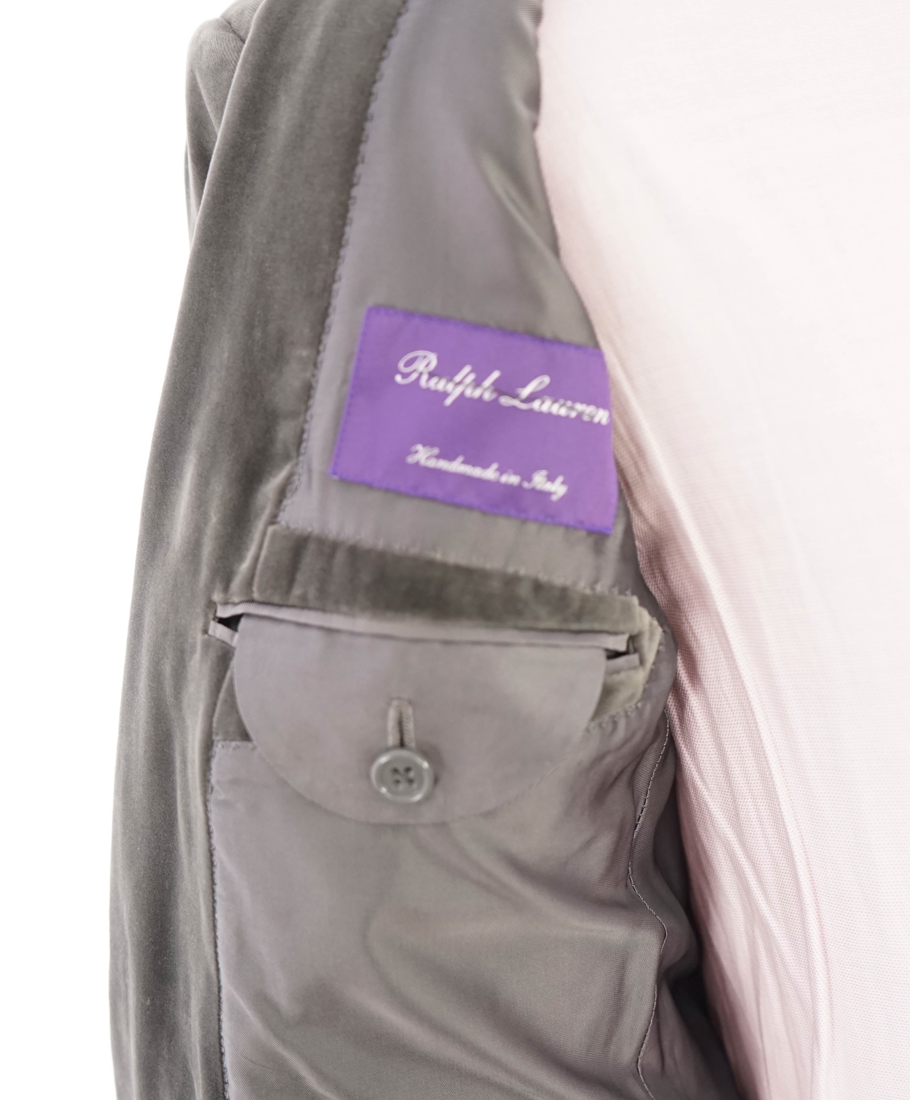 $2,695 RALPH LAUREN PURPLE LABEL - *VELVET* Gray Notch Lapel Blazer - 40R