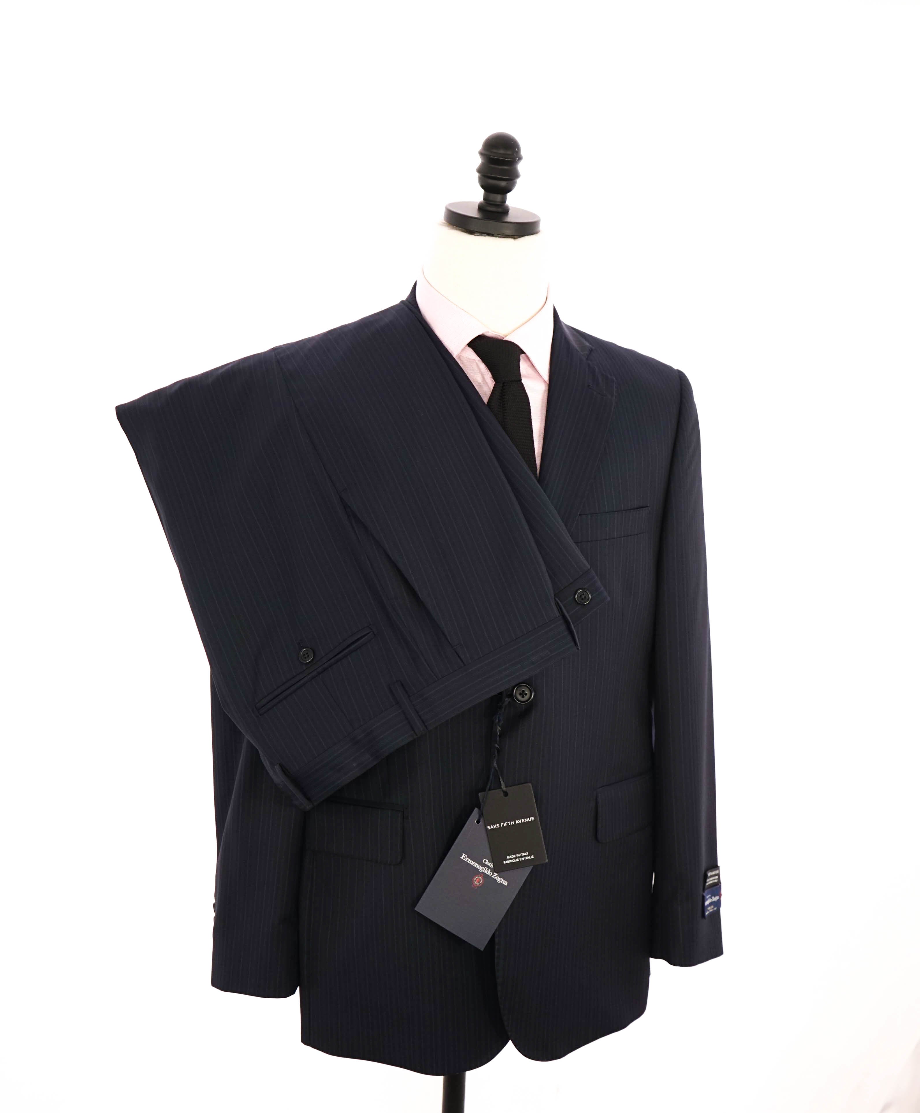 $1,295 ERMENEGILDO ZEGNA - By SAKS FIFTH AVENUE "Classic" Navy SILK Suit - 38S 34W