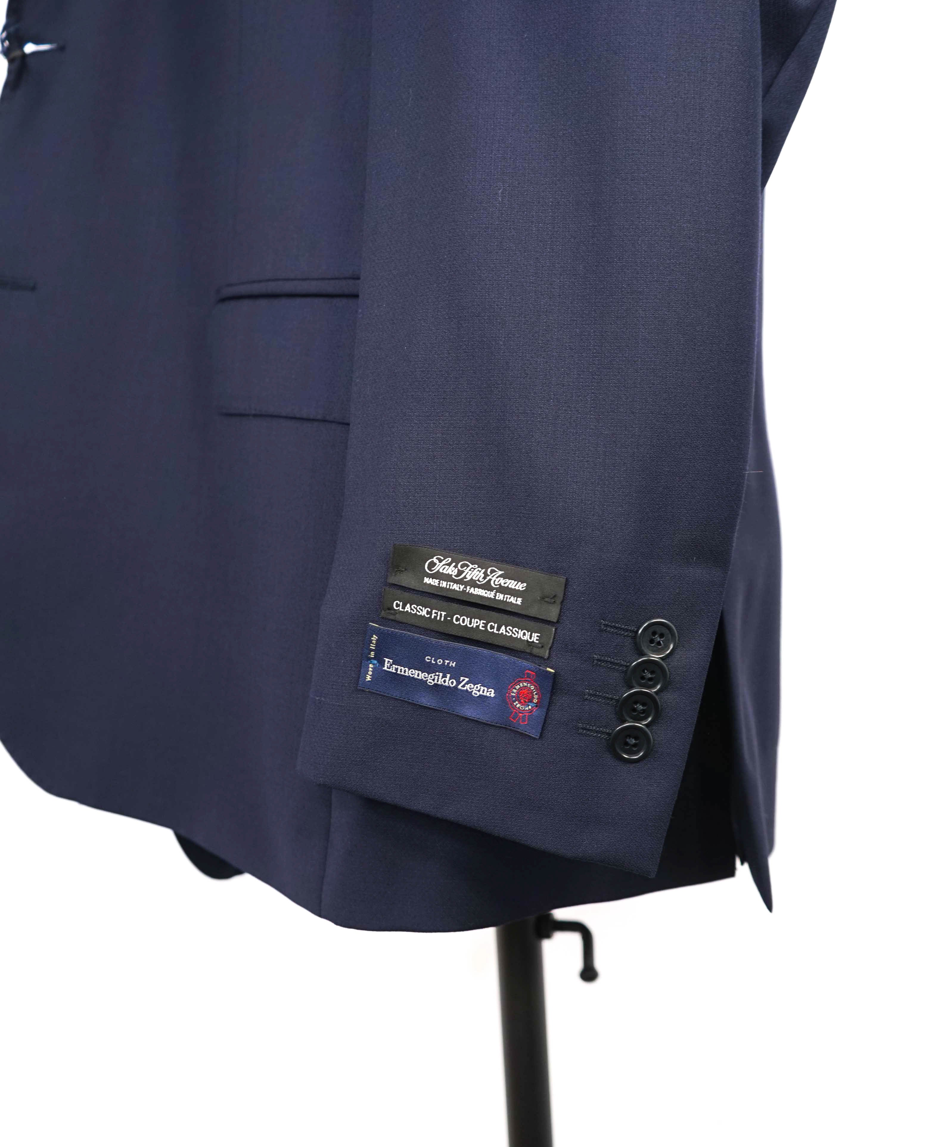 $1,295 ERMENEGILDO ZEGNA - By SAKS FIFTH AVENUE "Classic" Navy SILK Suit - 44S