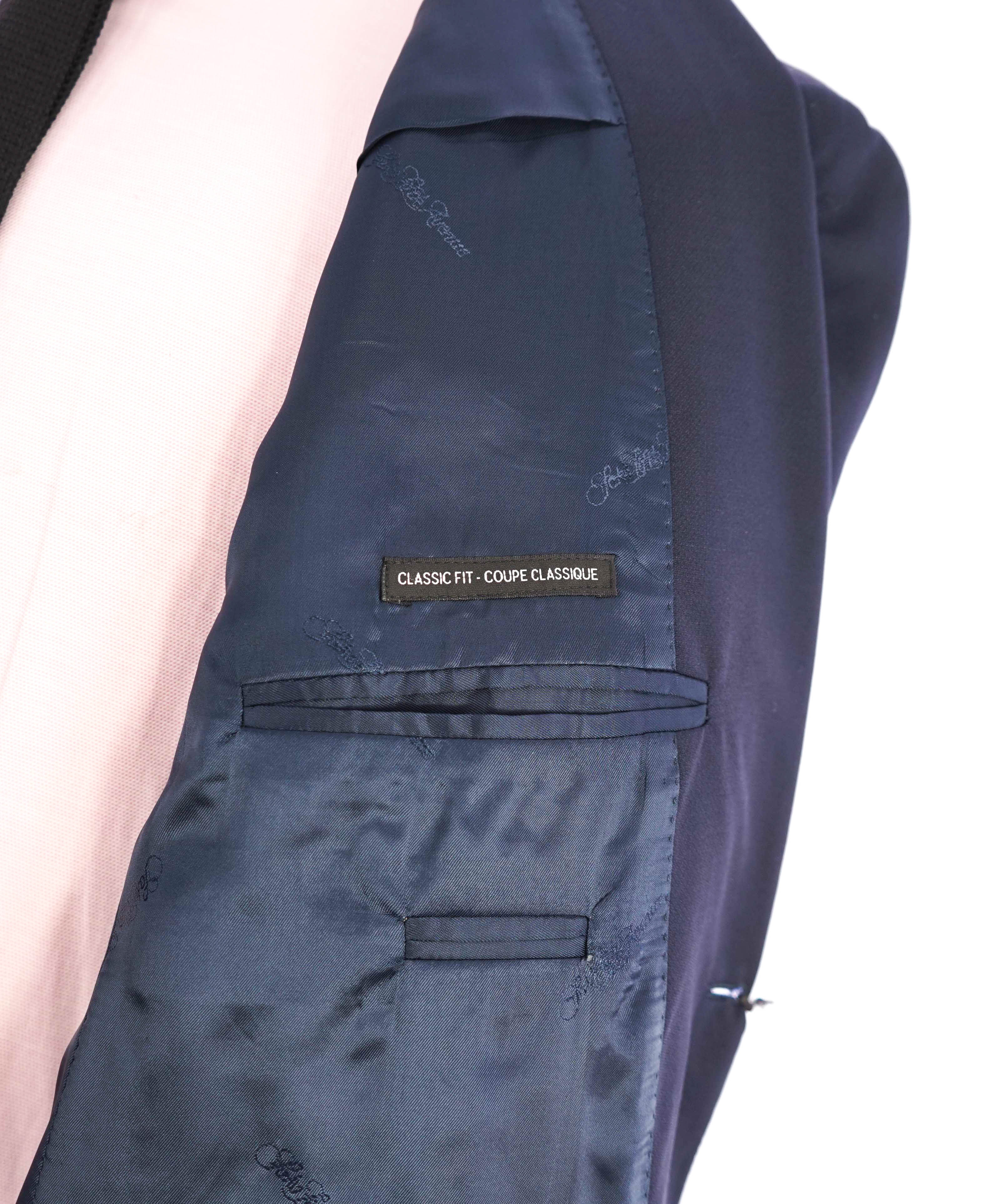 $1,295 ERMENEGILDO ZEGNA - By SAKS FIFTH AVENUE "Classic" Navy SILK Suit - 44S