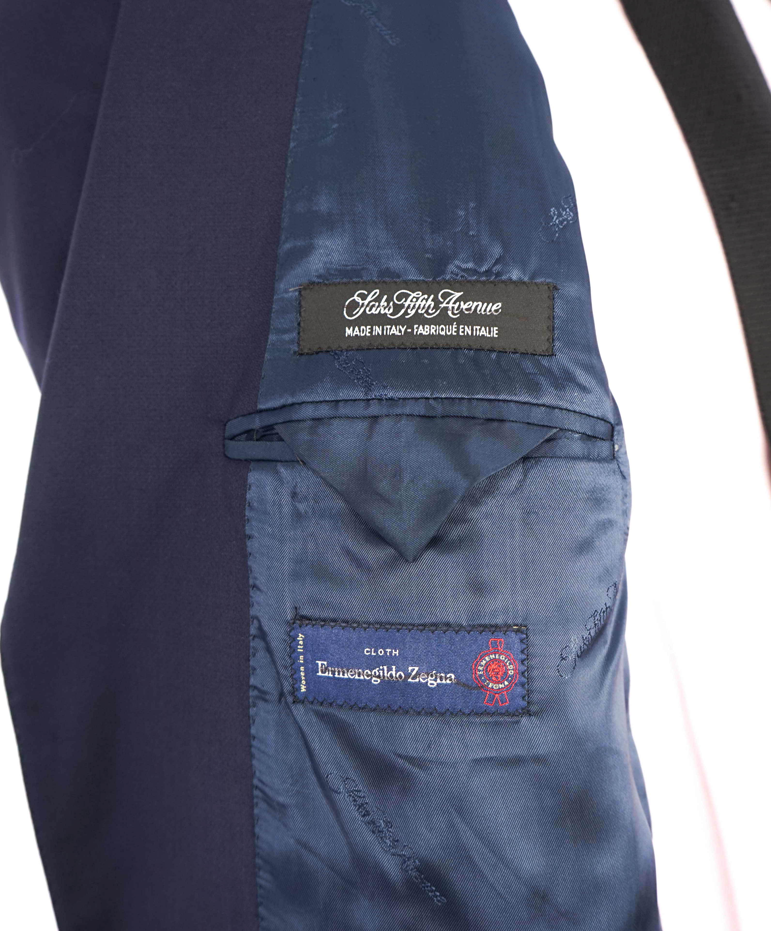 $1,295 ERMENEGILDO ZEGNA - By SAKS FIFTH AVENUE "Classic" Navy SILK Suit - 44S