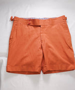 $680 ISAIA - Cotton Side Tab Orange Flat Front Shorts - 38W (54EU)