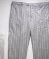 $850 ISAIA - Gray Ivory Chalk Stripe Flat Front Wool/Cotton/Silk Dress Pants - 38W