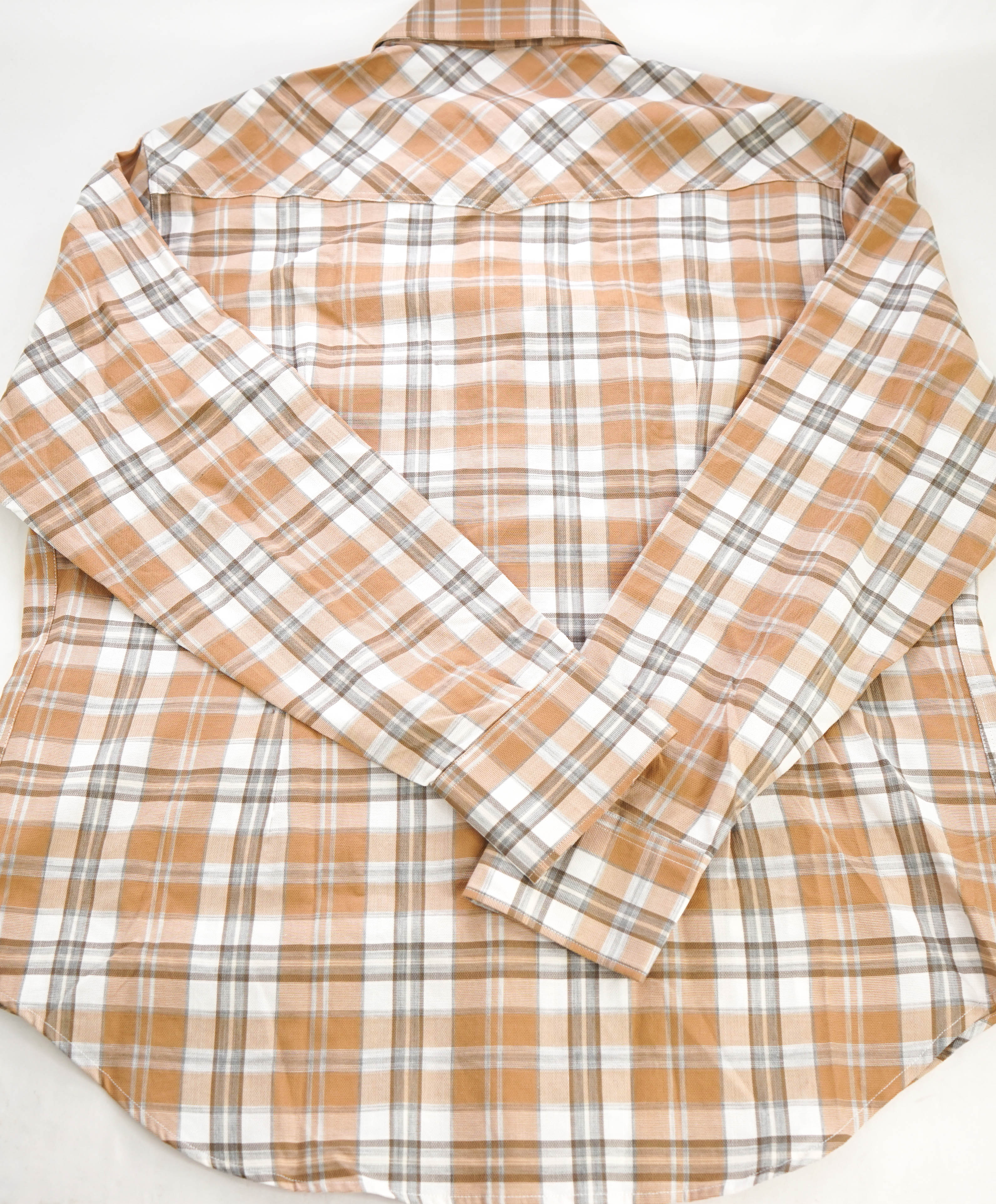 $495 ELEVENTY - *SNAP FRONT* Brown/White Check Dress Shirt - 3XL 17.5