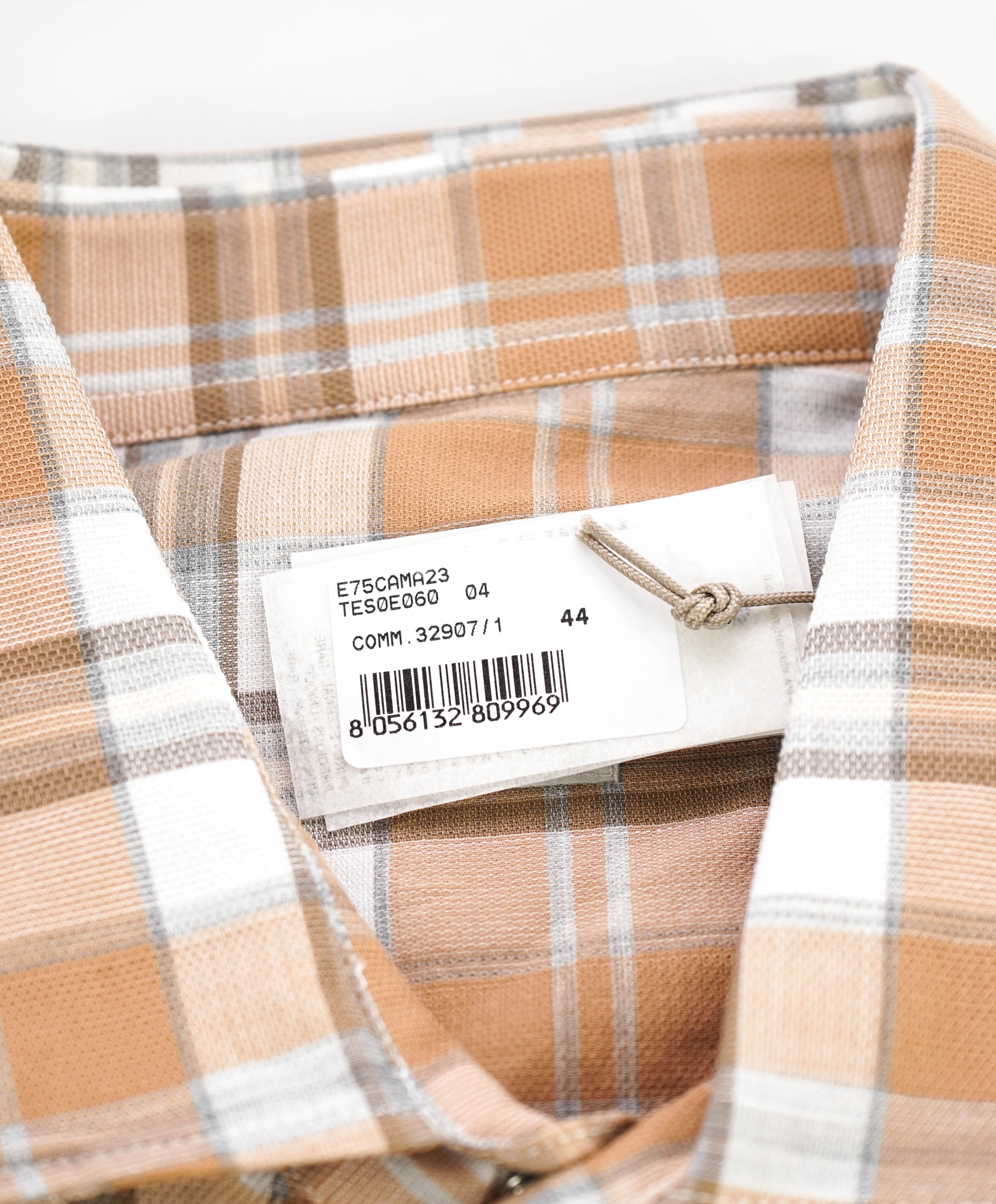 $495 ELEVENTY - *SNAP FRONT* Brown/White Check Dress Shirt - 3XL 17.5