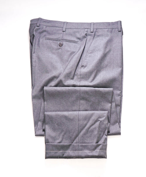 $1,250 BRIONI - Gray Flat Front PREMIUM Wool 150's Dress Pants- 37W