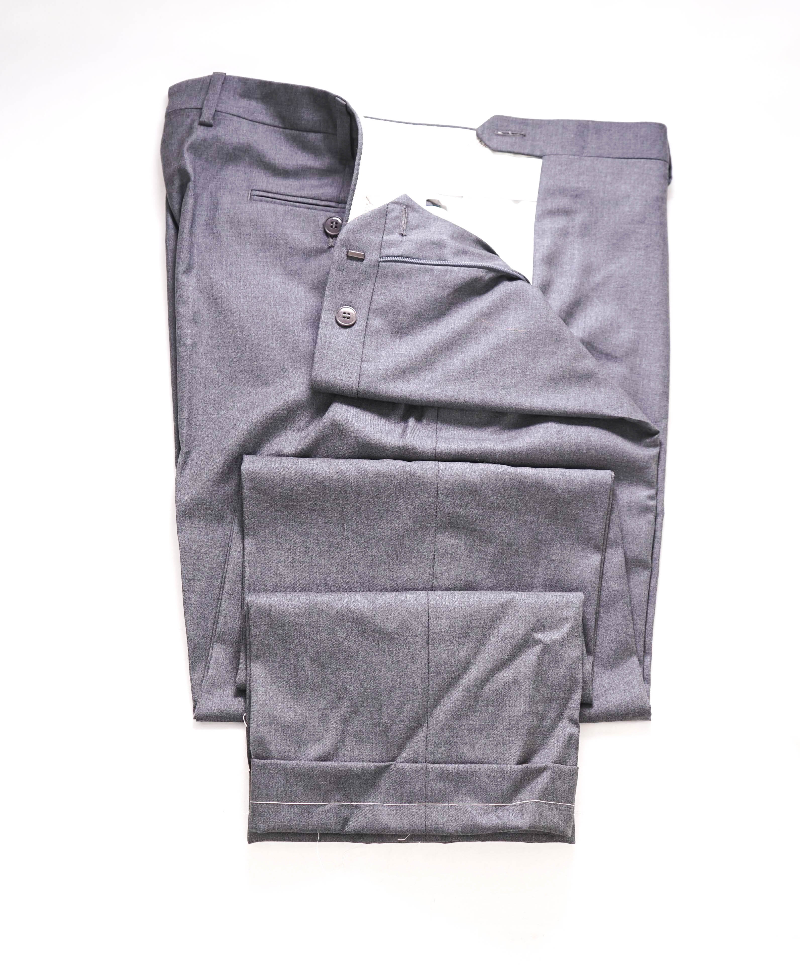 $1,250 BRIONI - Gray Flat Front PREMIUM Wool 150's Dress Pants- 37W