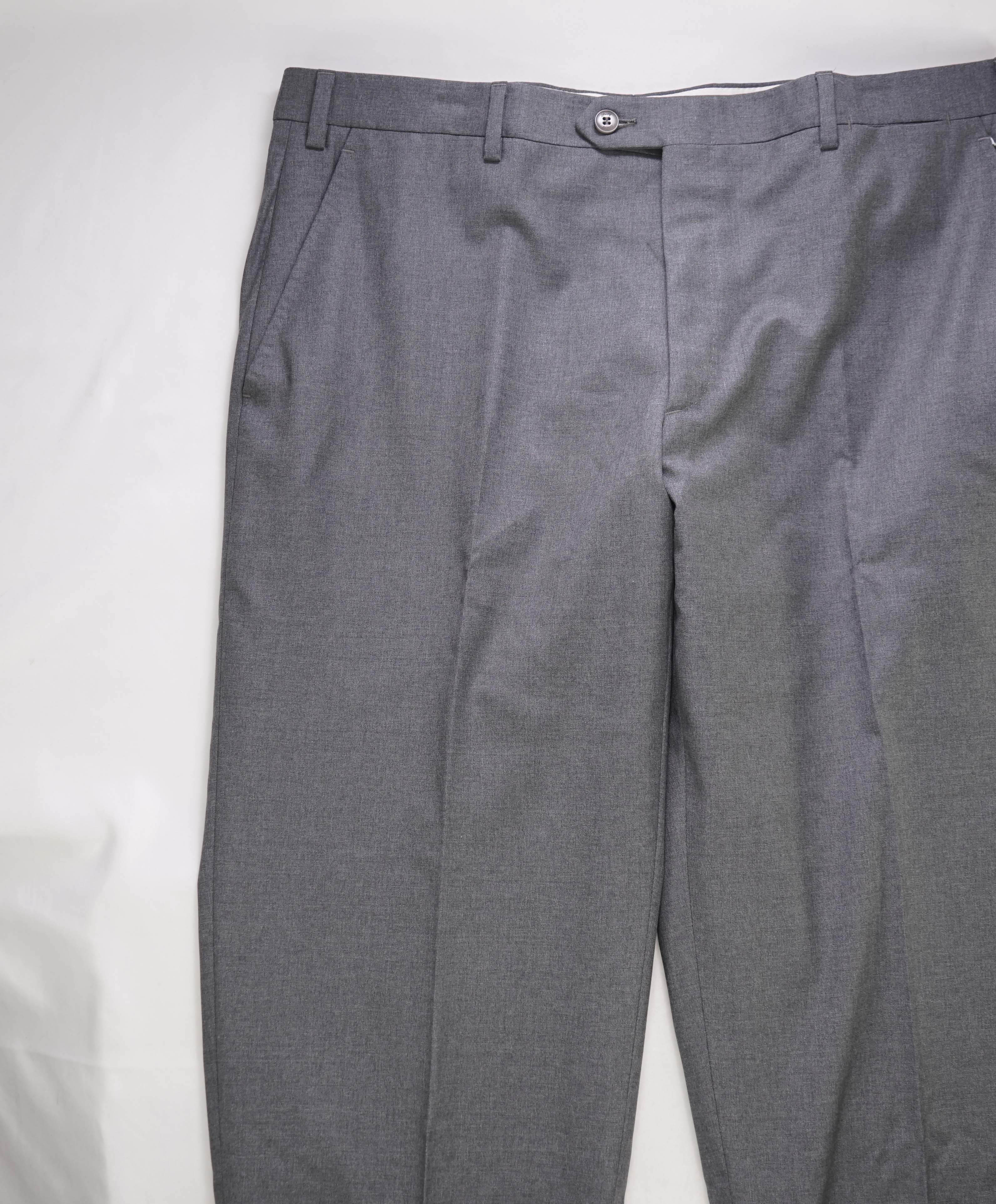 $1,250 BRIONI - Gray Flat Front PREMIUM Wool 150's Dress Pants- 37W