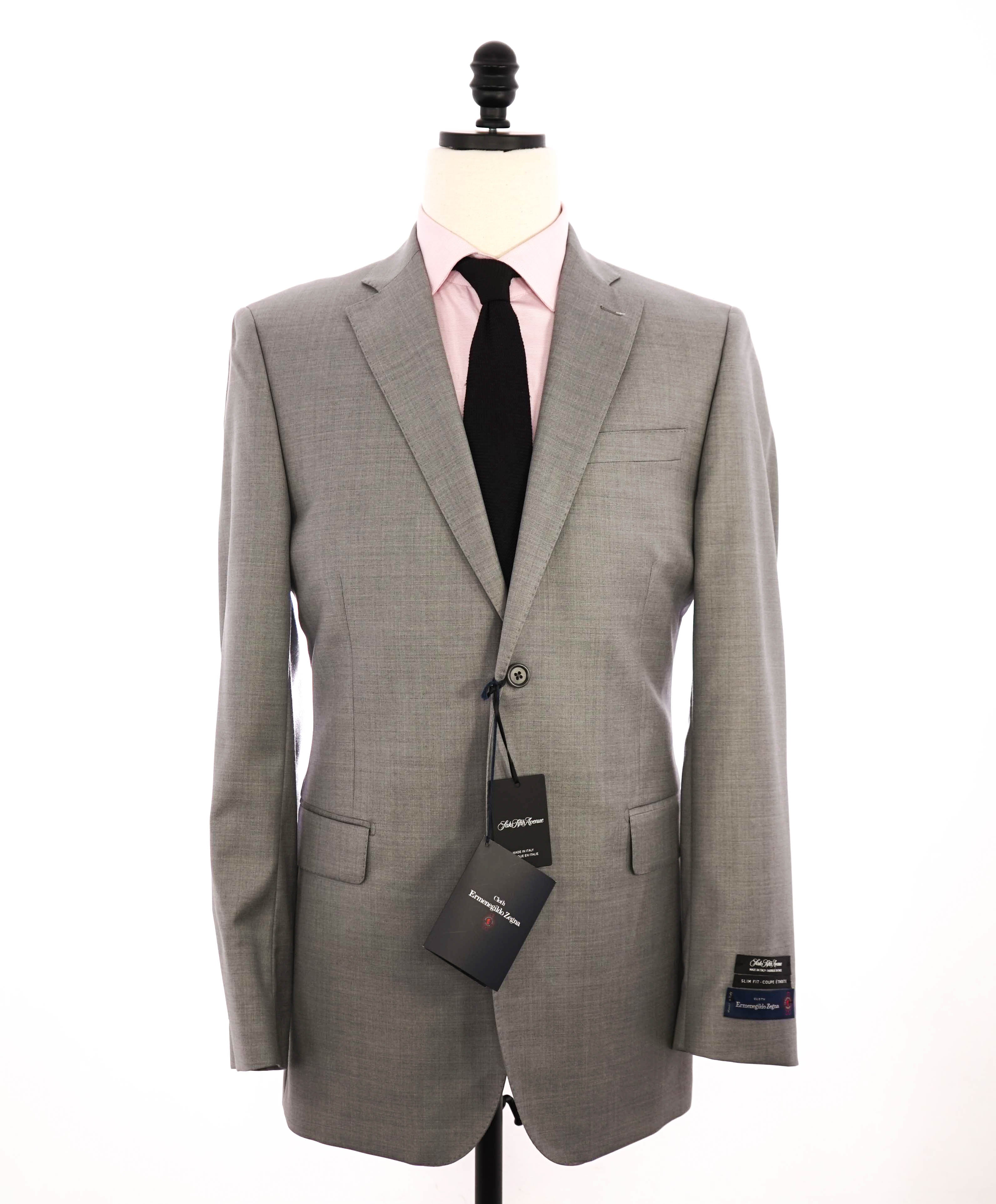 SAKS FIFTH AVENUE - ERMENEGILDO ZEGNA "Slim" Gray WOOL Blazer - 40L