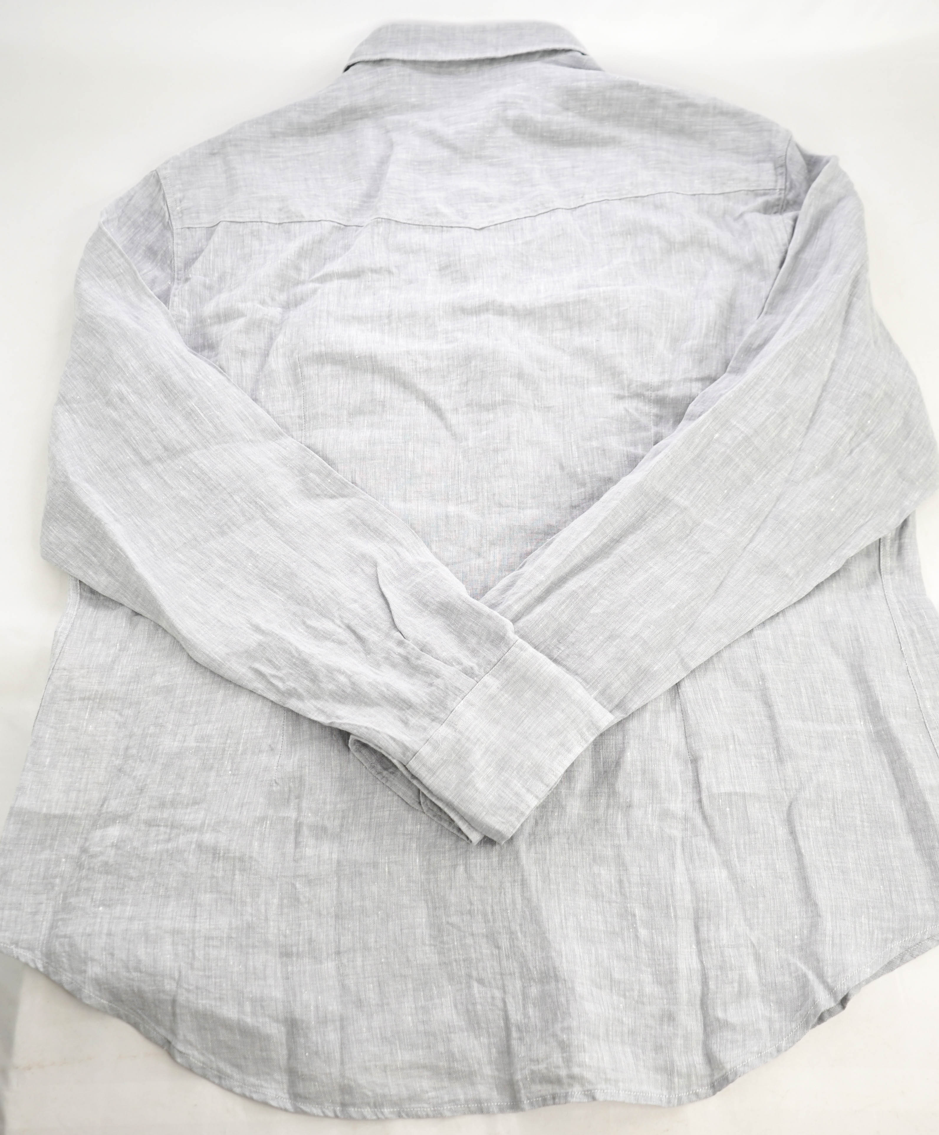 $495 ELEVENTY - *SNAP FRONT* Pure LINEN Gray Dress Shirt - 4XL (18)