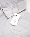 $495 ELEVENTY - *SNAP FRONT* Pure LINEN Gray Dress Shirt - 4XL (45)