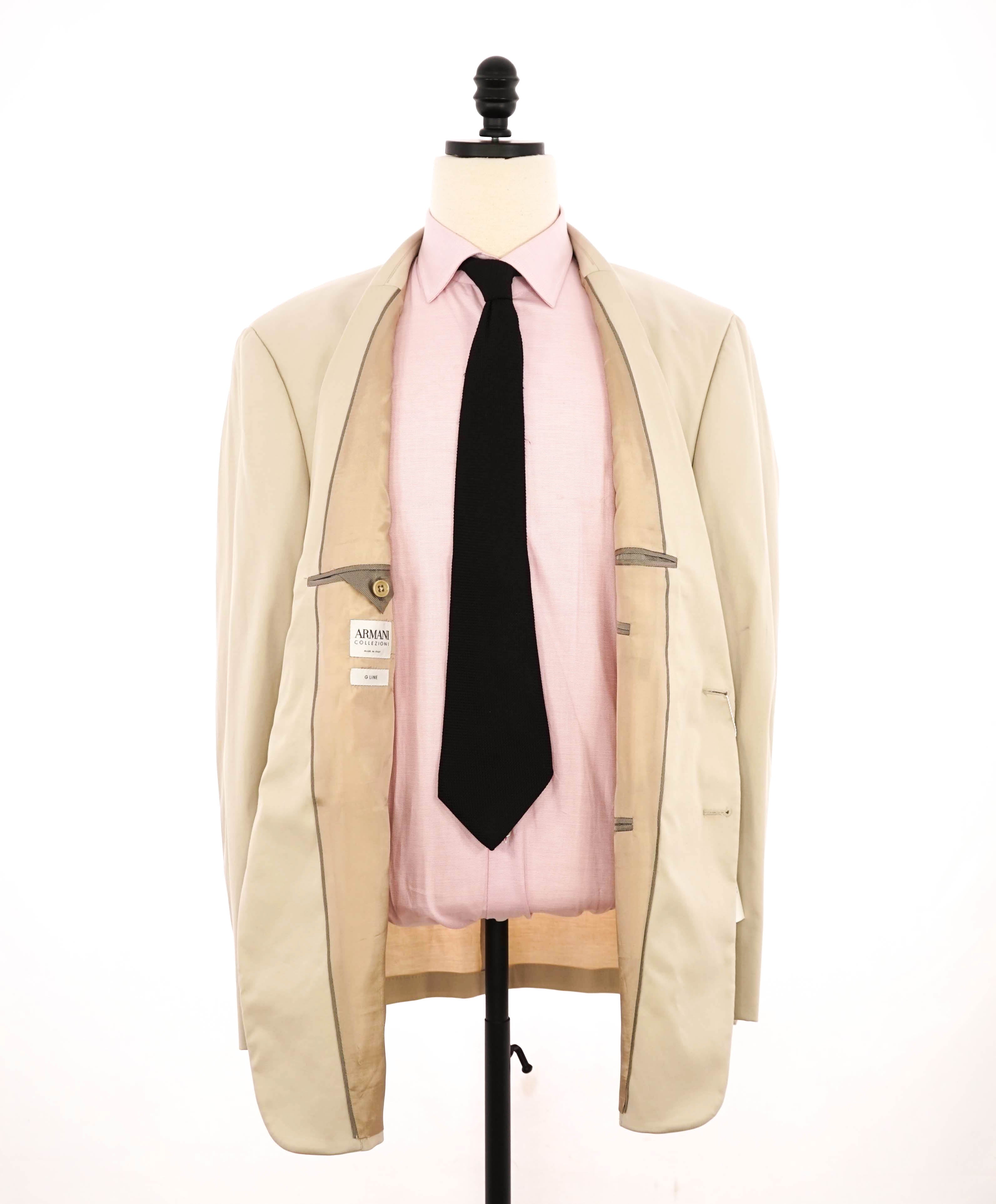 $1,995 ARMANI COLLEZIONI - “G Line” COTTON/SILK Ivory Summer Suit - 46R