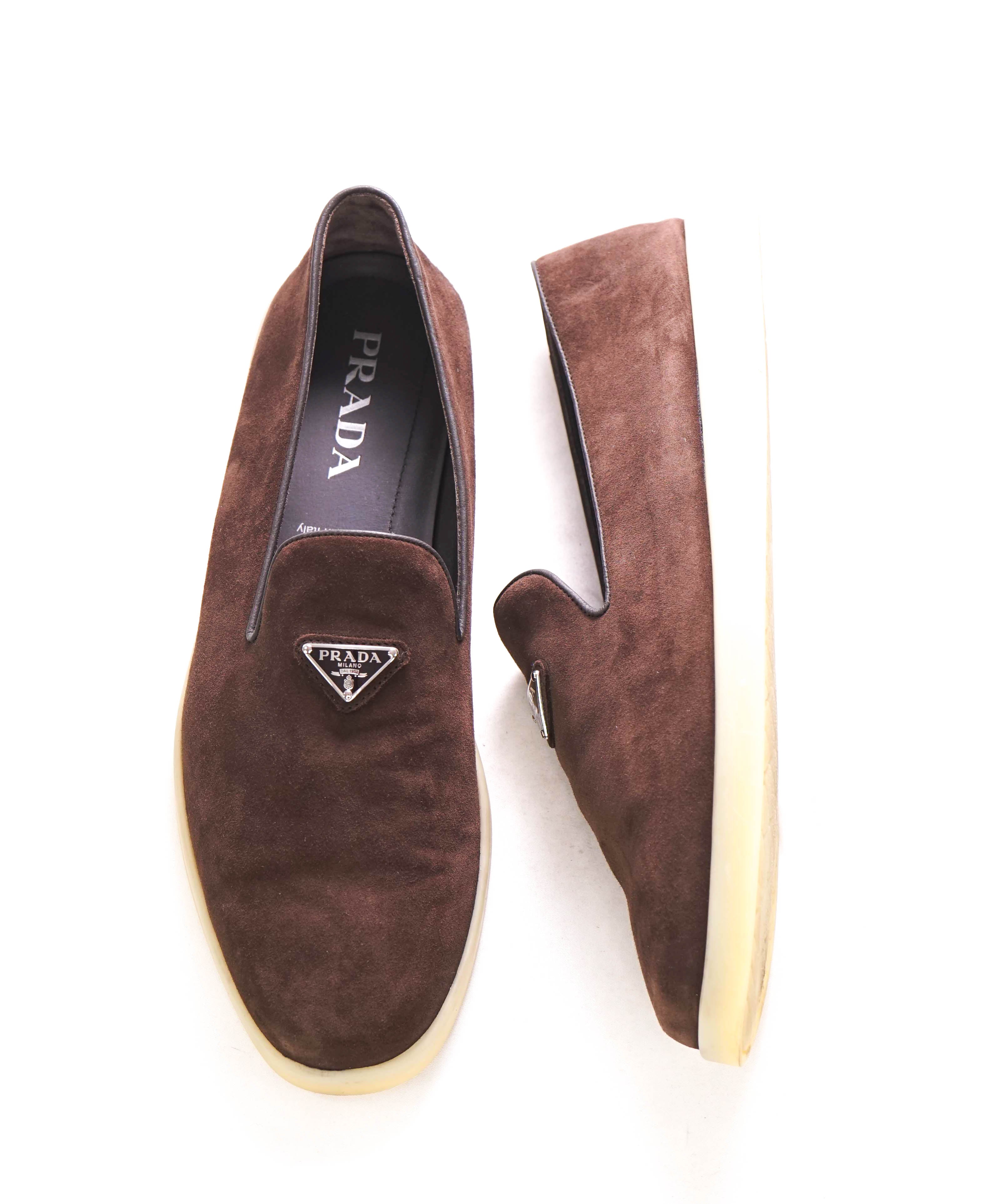 $1,150 PRADA - Brown Suede Espadrille LOGO Loafers - 10 US (9 Prada)