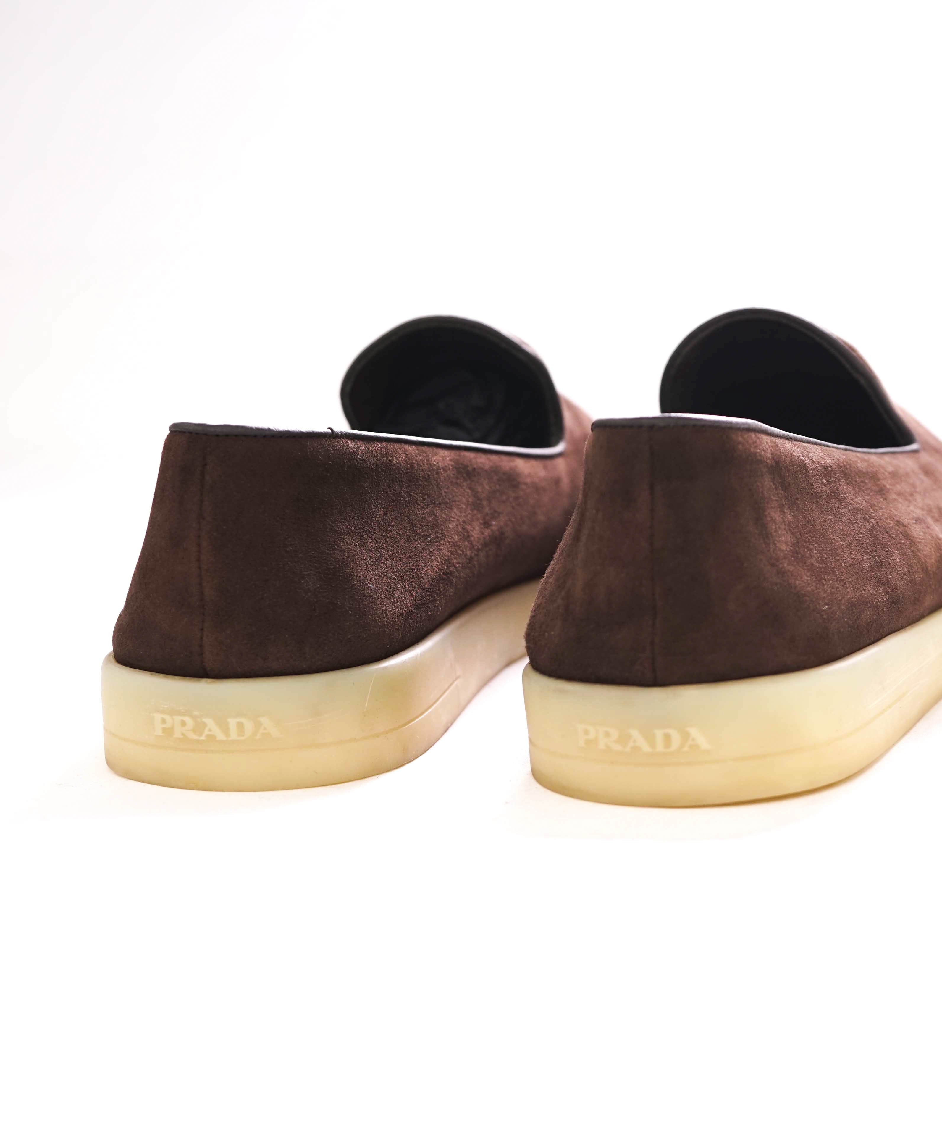 $1,150 PRADA - Brown Suede Espadrille LOGO Loafers - 10 US (9 Prada)