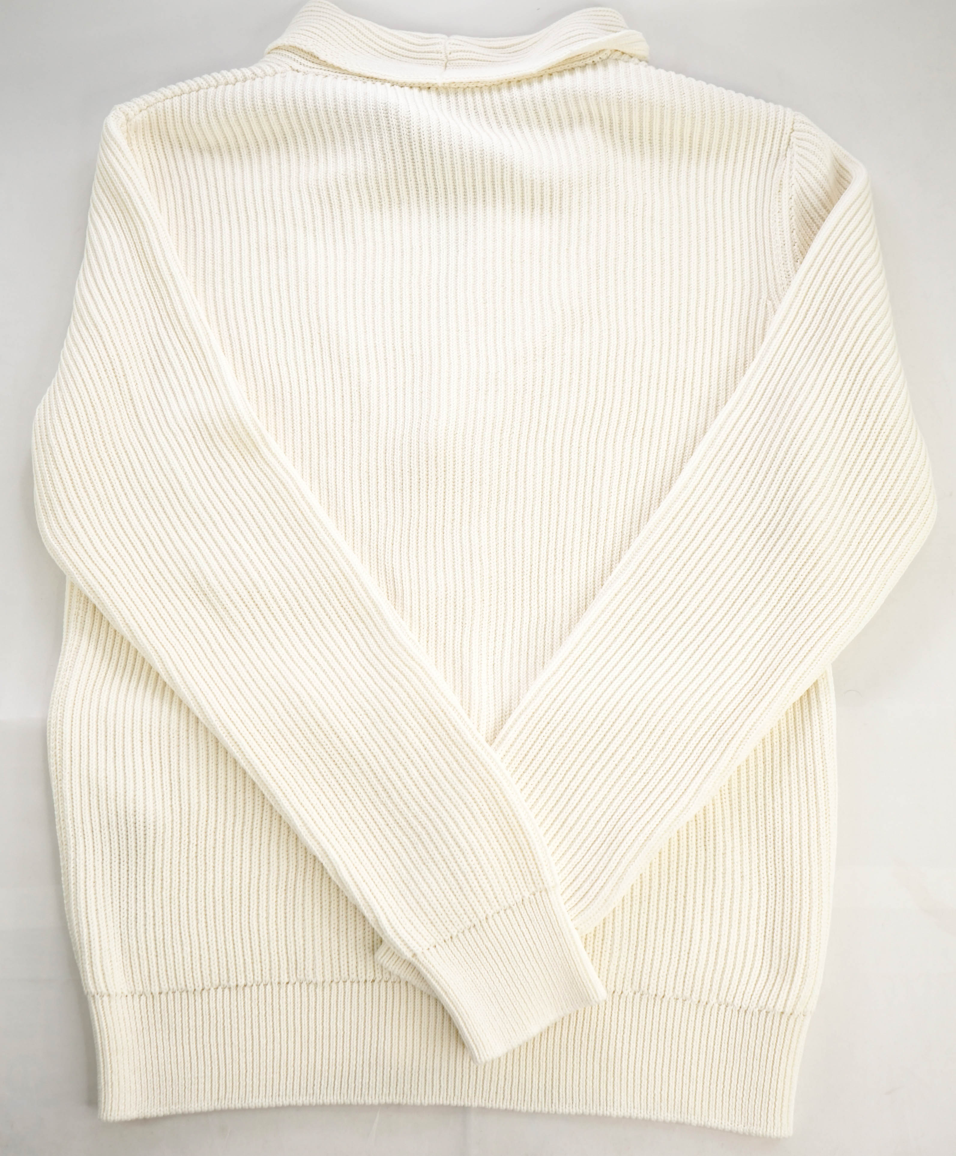 $1,045 ELEVENTY - Ivory Cotton Shawl Collar Cardigan Ribbed Sweater - M