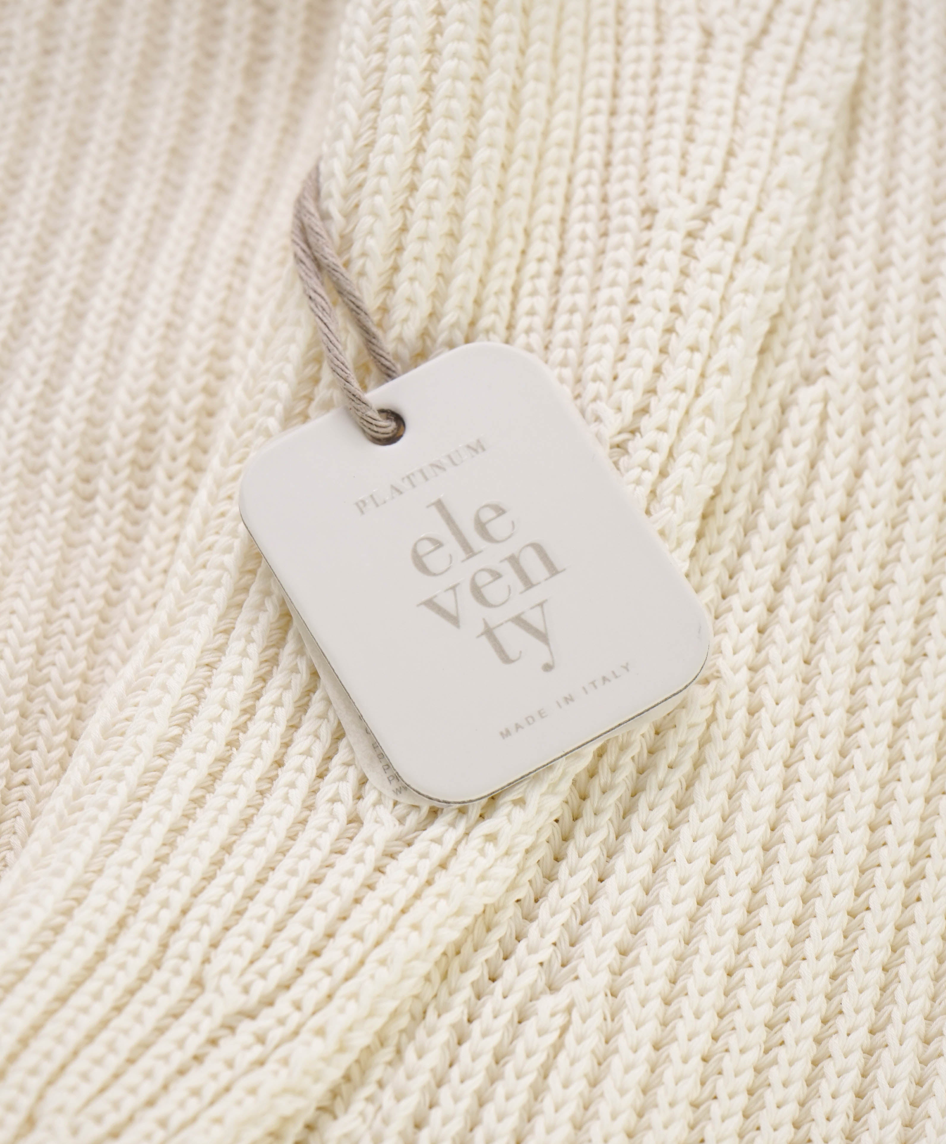 $1,045 ELEVENTY - Ivory Cotton Shawl Collar Cardigan Ribbed Sweater - M