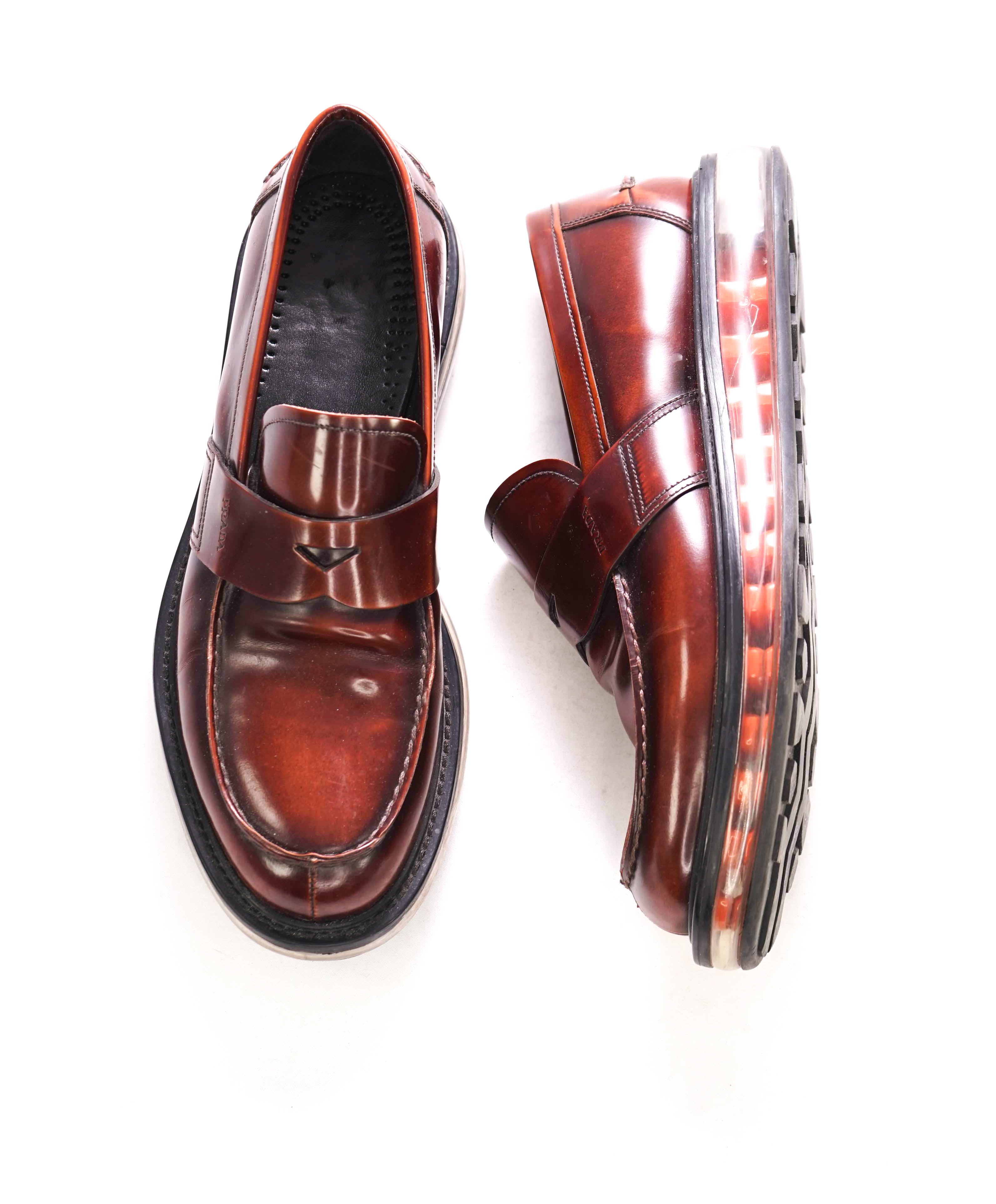 $1,050 PRADA - Brown / Red Lug Sole Air levitate Penny Loafer - 10.5 US (9.5 Prada)