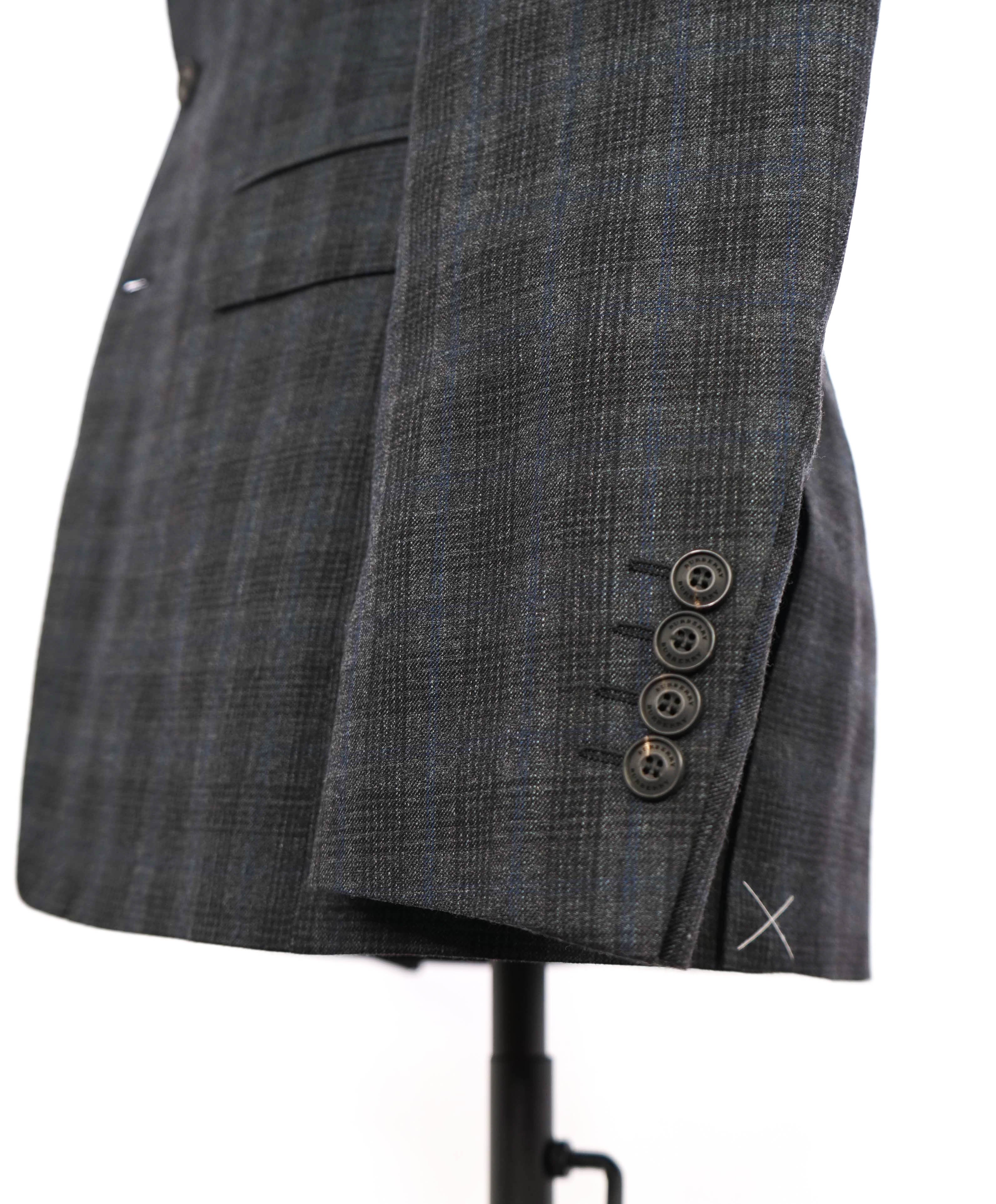 $2,595 BURBERRY LONDON - Made In Italy Wool 3-Piece Gray/Blue Check Suit - 38R