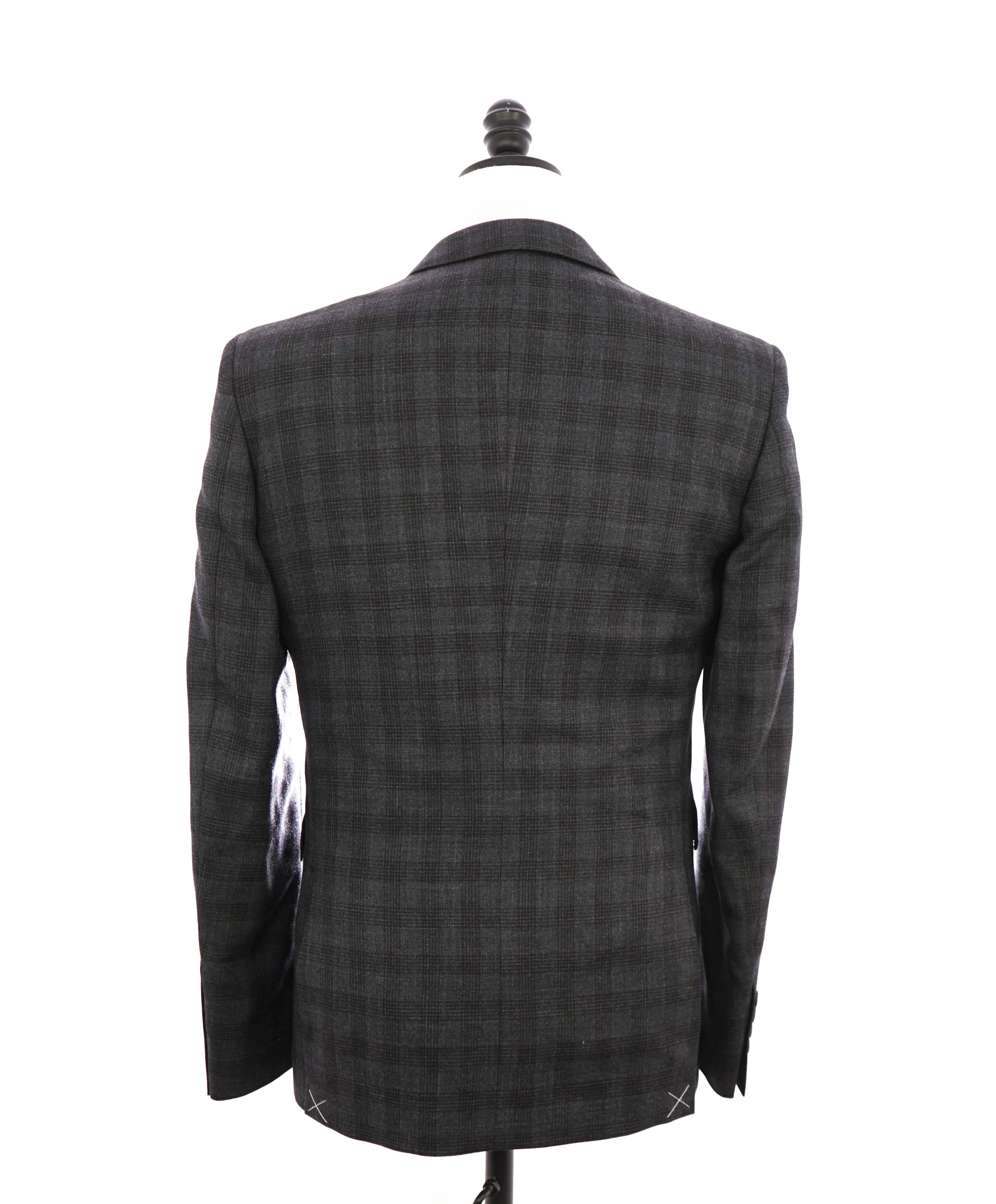 $2,595 BURBERRY LONDON - Made In Italy Wool 3-Piece Gray/Blue Check Suit - 38R