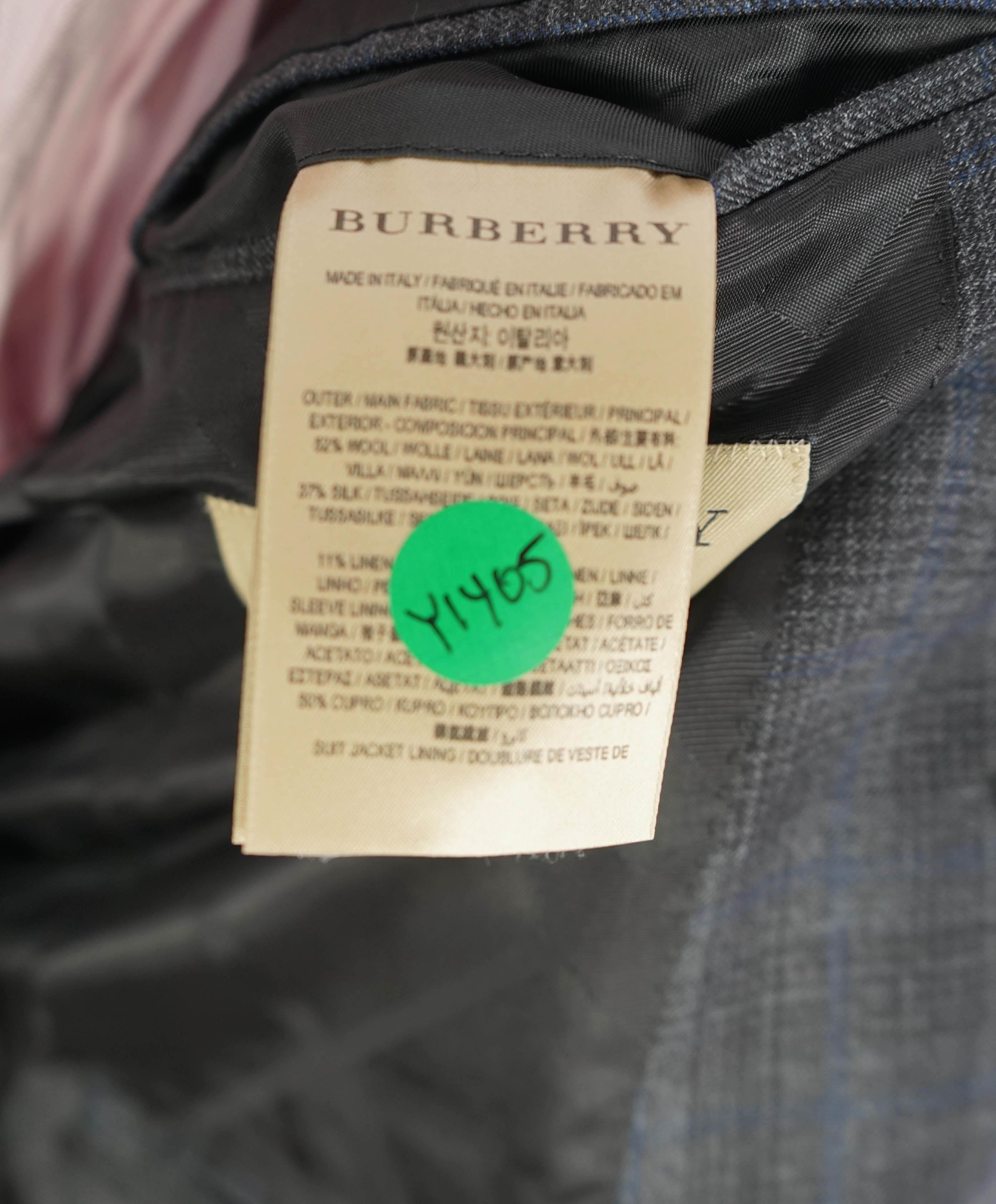 $2,595 BURBERRY LONDON - Made In Italy Wool 3-Piece Gray/Blue Check Suit - 38R