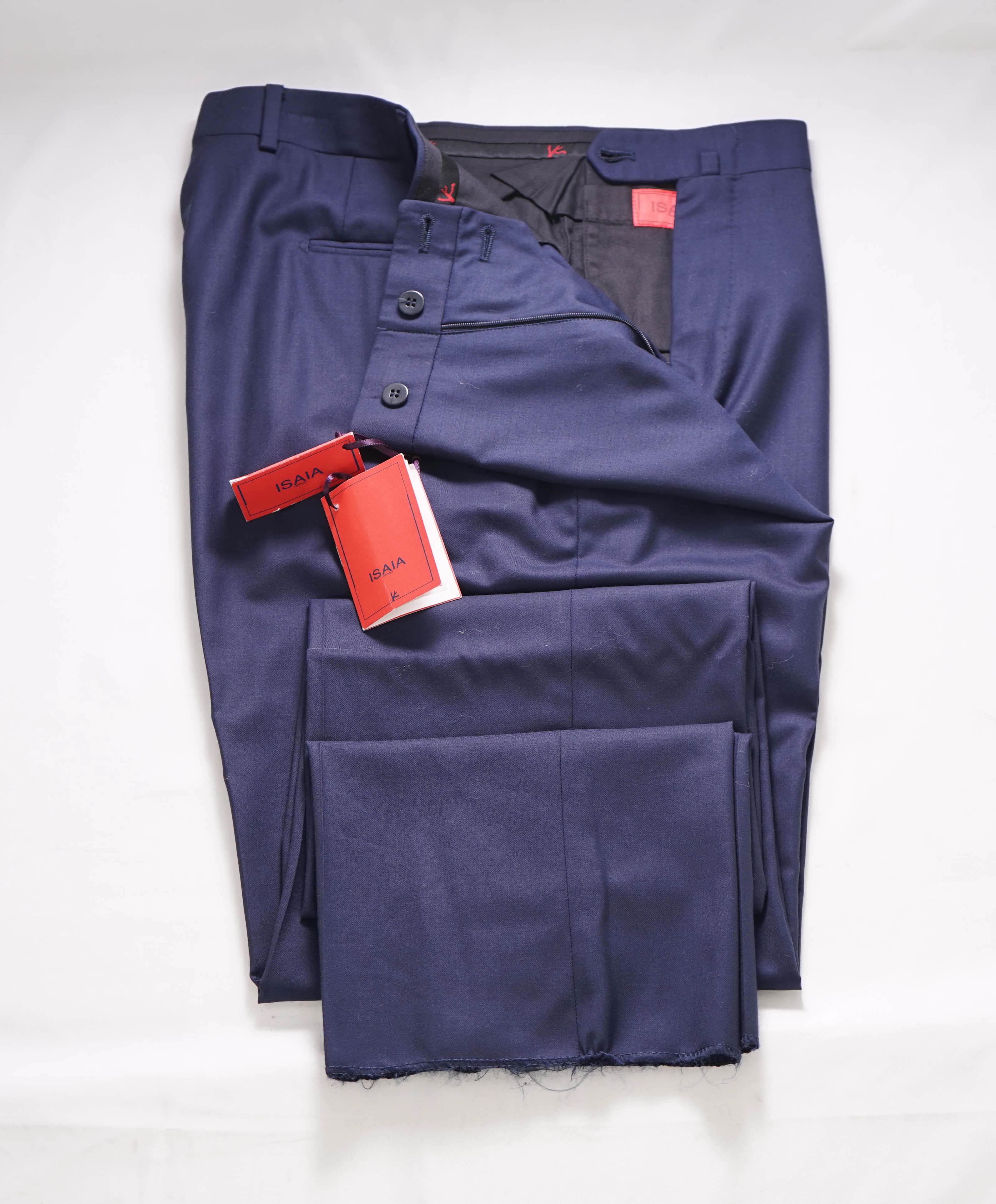 ISAIA - *CLOSET STAPLE* Aquaspider Blue Wool Dress Pants Flat Front - 33W (50 EU)