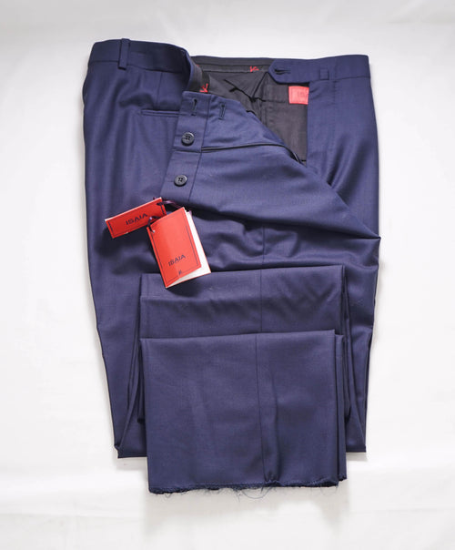 ISAIA - *CLOSET STAPLE* Aquaspider Blue Wool Dress Pants Flat Front - 33W (50 EU)