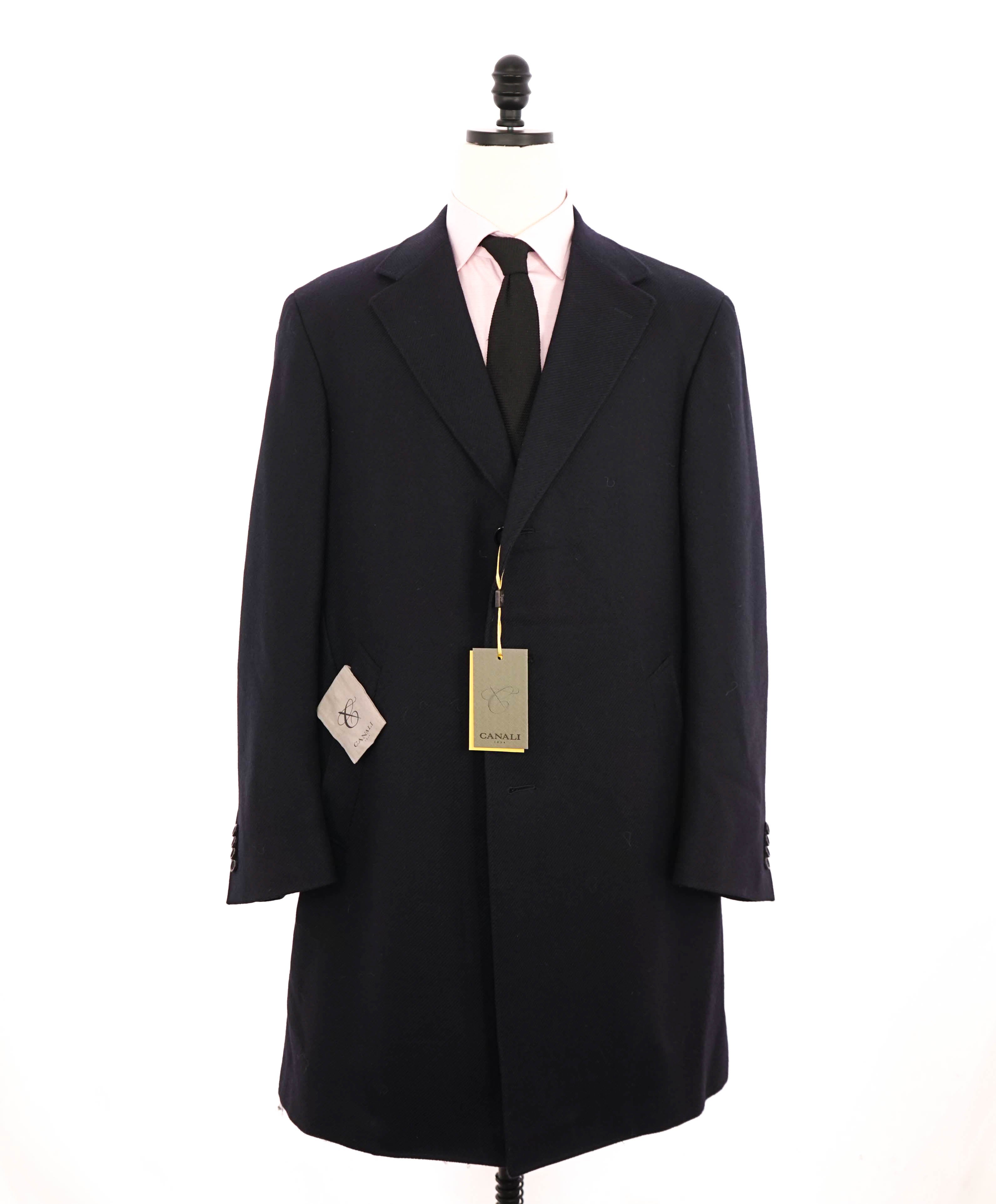 $2,395 CANALI - "KEI" *Water Resistent* Textured Navy Classic Wool Topcoat Coat - 48R