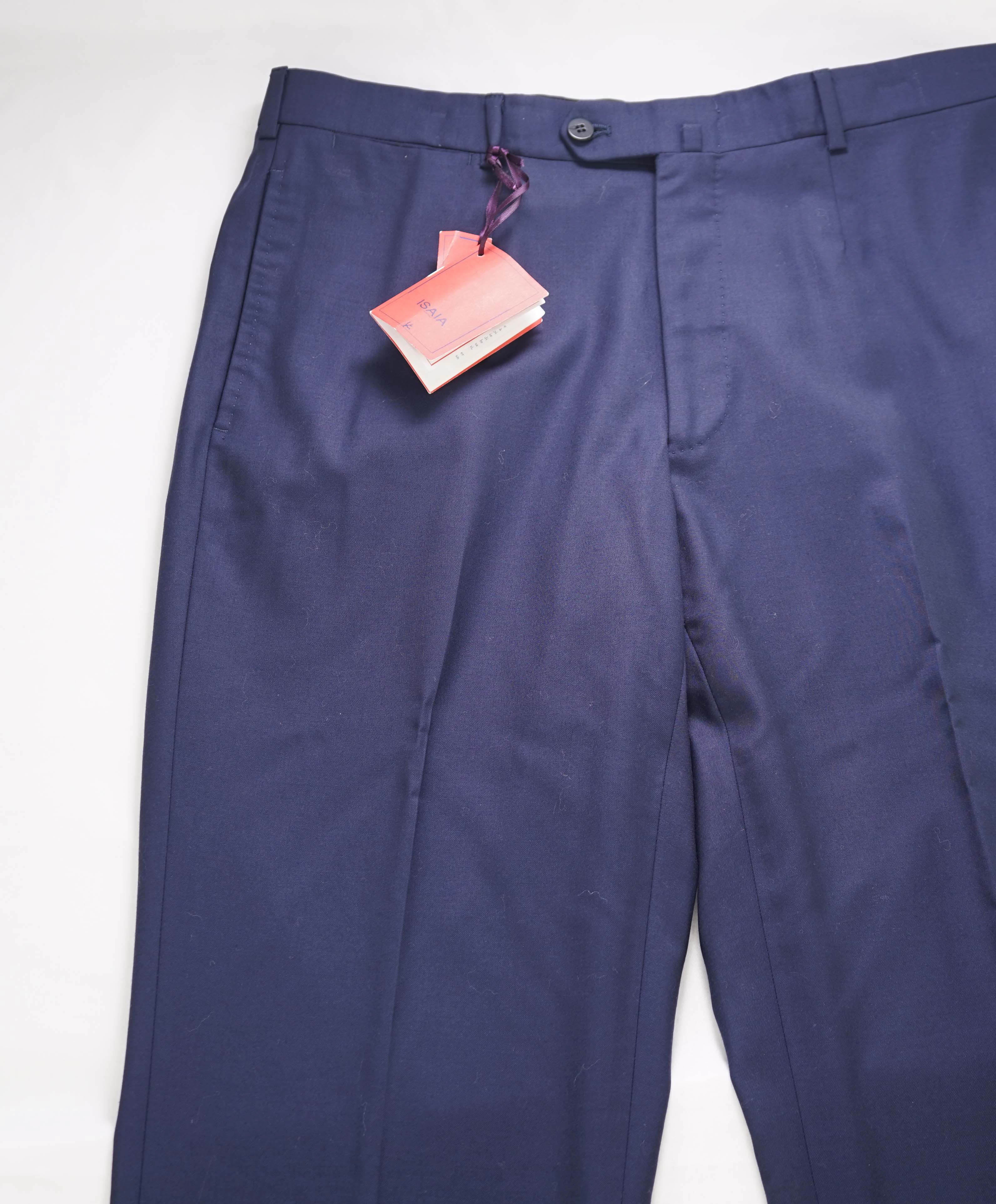 ISAIA - *CLOSET STAPLE* Aquaspider Blue Wool Dress Pants Flat Front - 33W (50 EU)