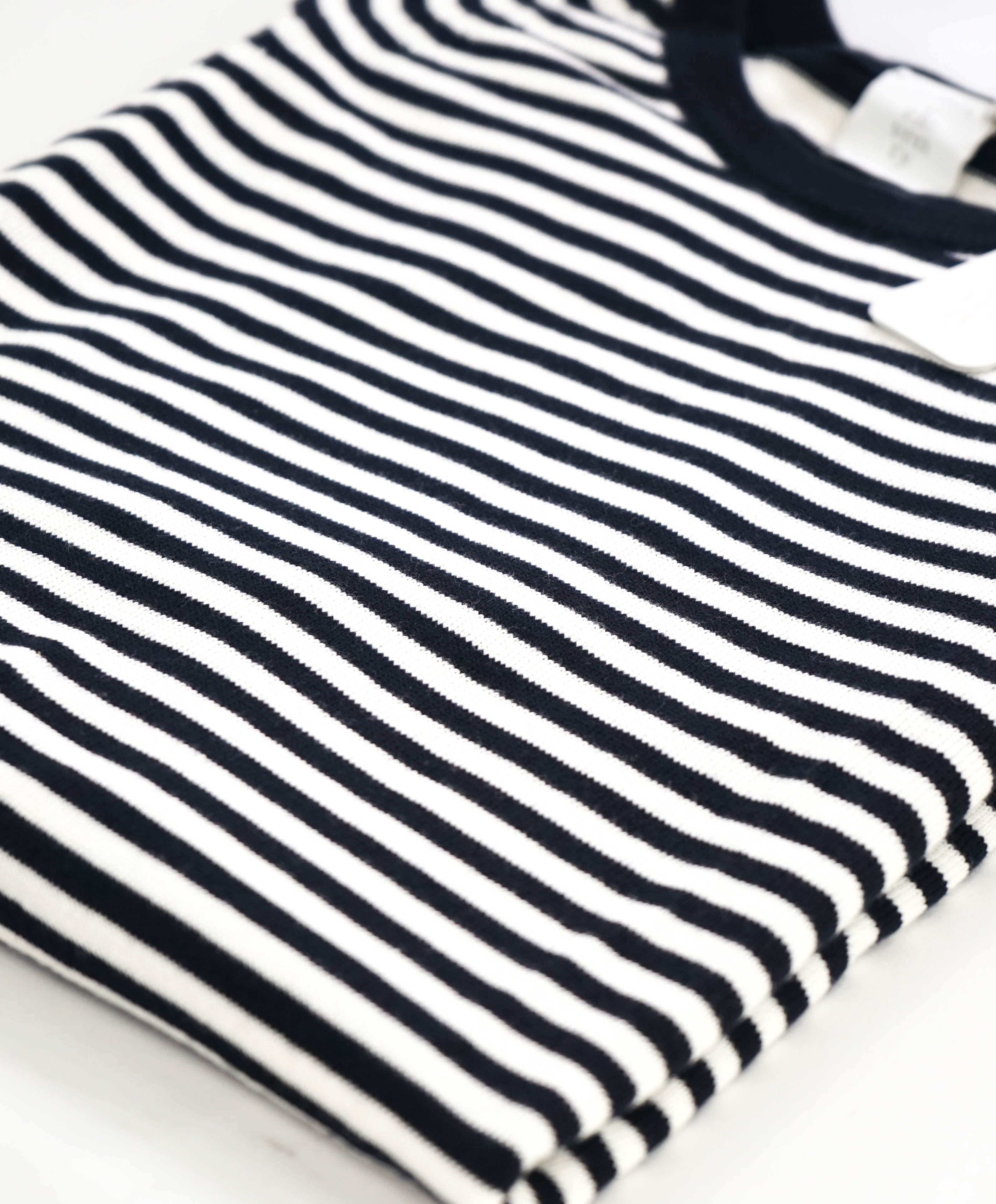 $945 ELEVENTY - Navy/Ivory Polo T-Shirt Nautical Stripe - M