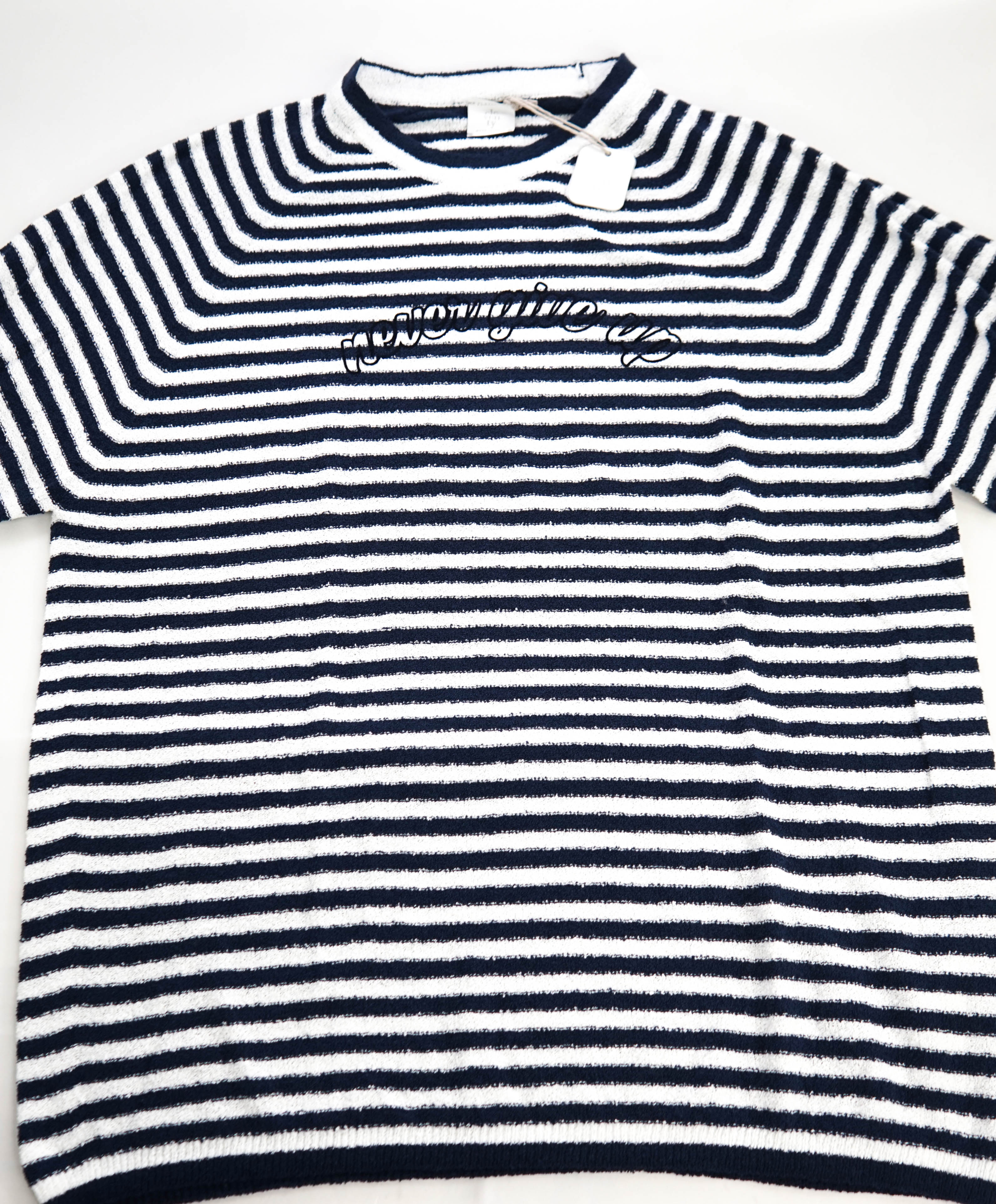 $645 ELEVENTY - Navy/Ivory Polo T-Shirt Nautical Stripe - M