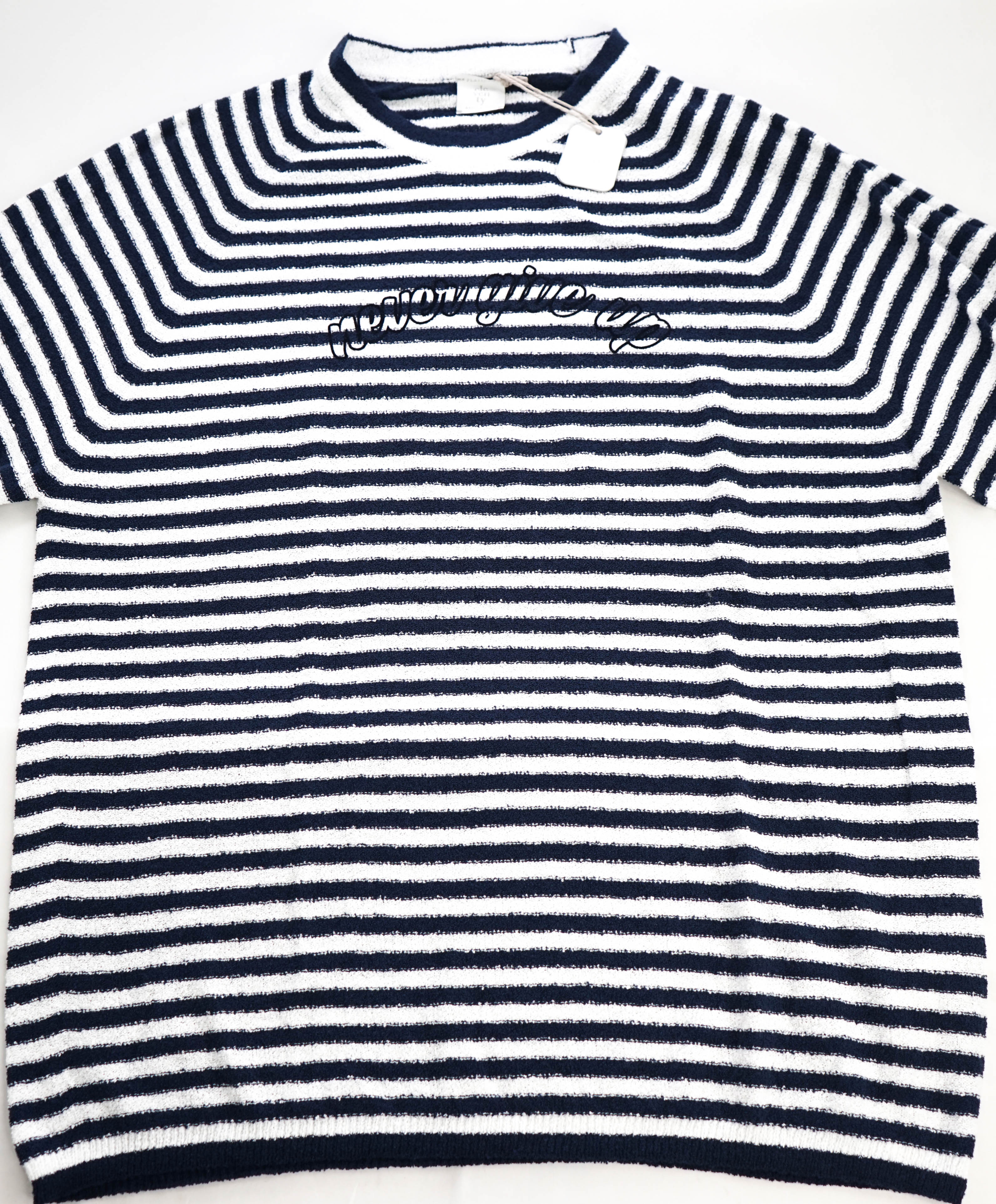 $645 ELEVENTY - Navy/Ivory Polo T-Shirt Nautical Stripe - M