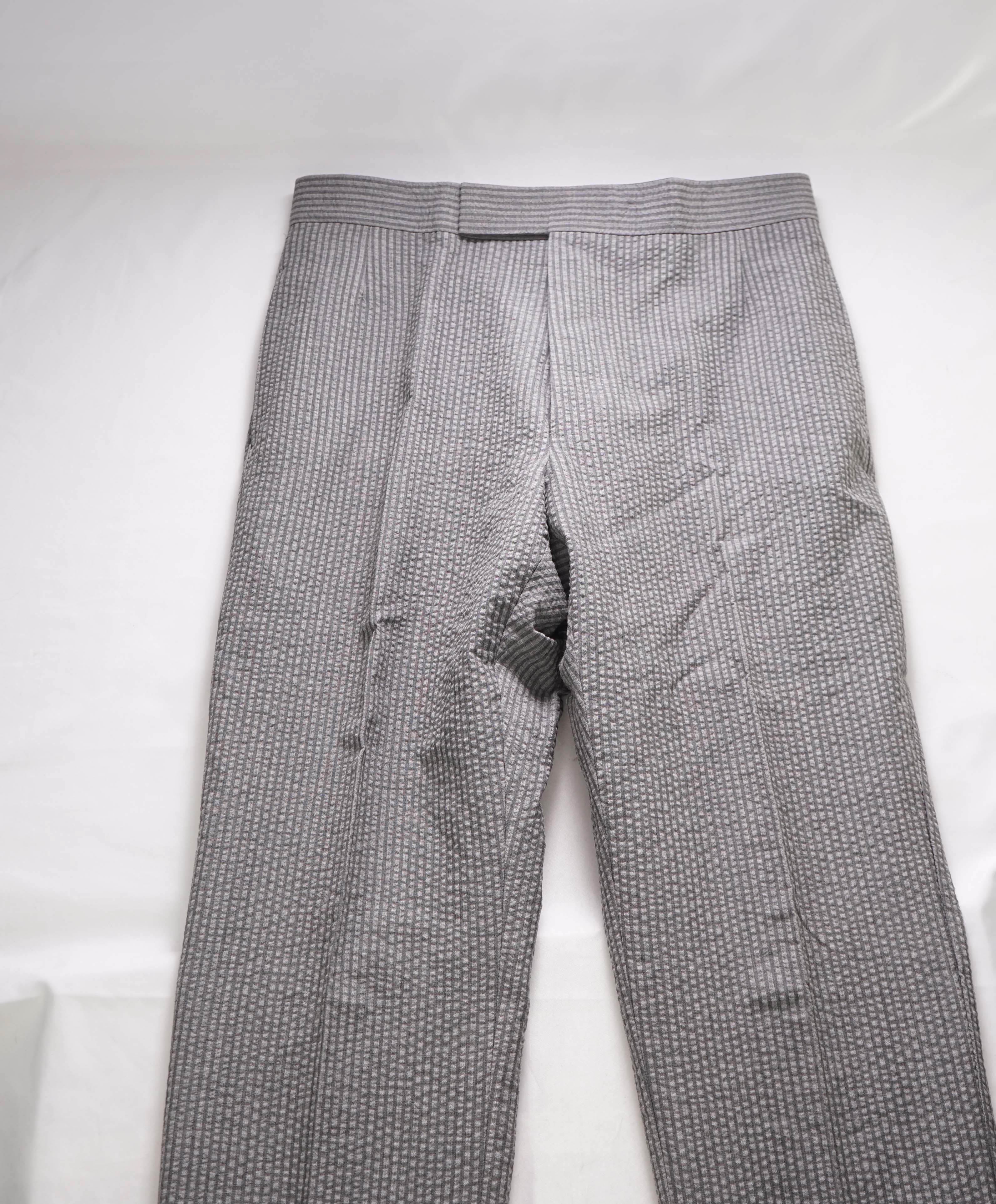 $2,995 THOM BROWNE - "100% CASHMERE" Seersucker TROUSER-(SZ 1) 32W