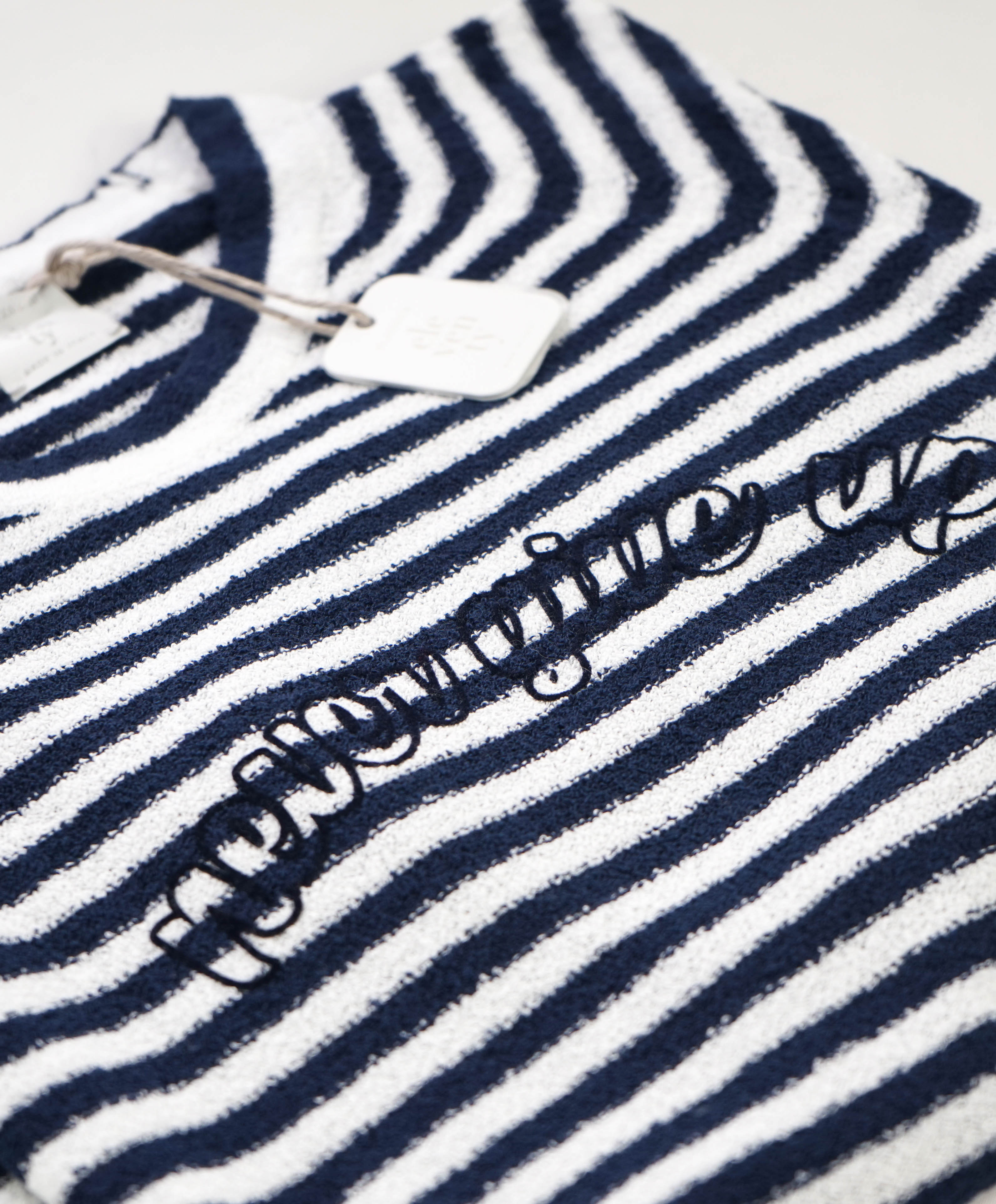 $645 ELEVENTY - Navy/Ivory Polo T-Shirt Nautical Stripe - M