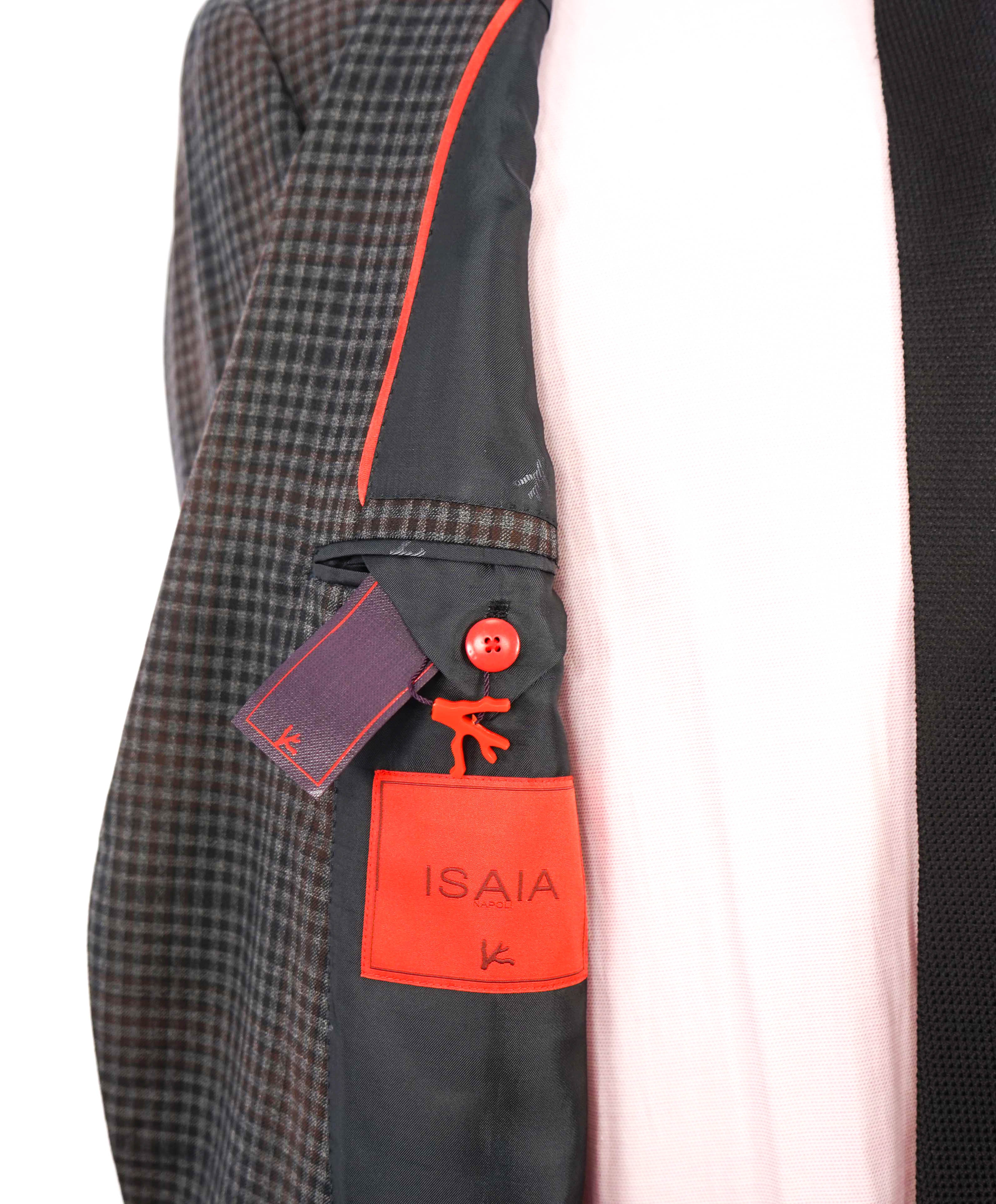 $3,750 ISAIA - "BASE GREGORY" *CLOSET STAPLE* Gray Plaid Coral Pin Suit - 40R