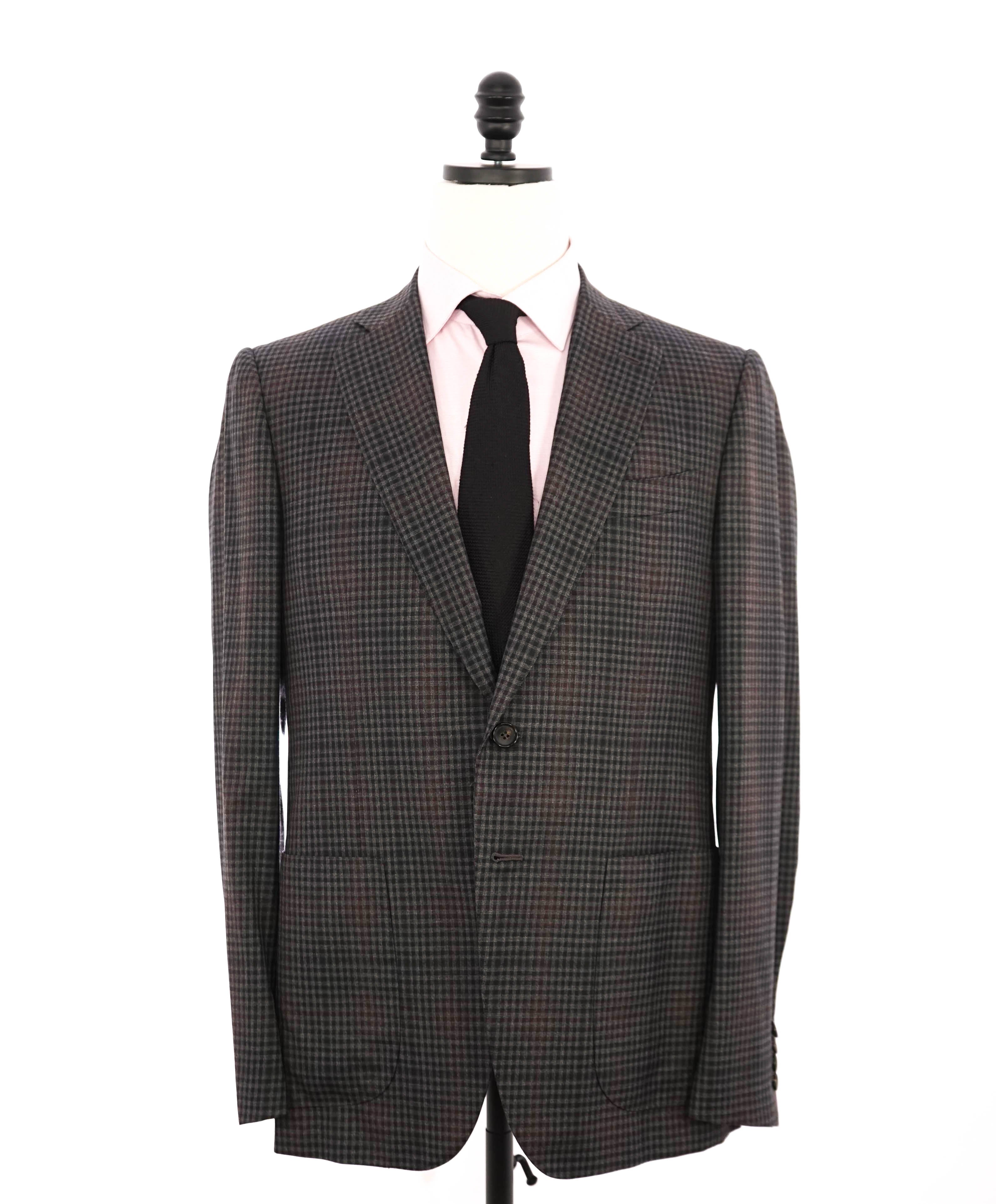 $3,750 ISAIA - "BASE GREGORY" *CLOSET STAPLE* Gray Plaid Coral Pin Suit - 40R