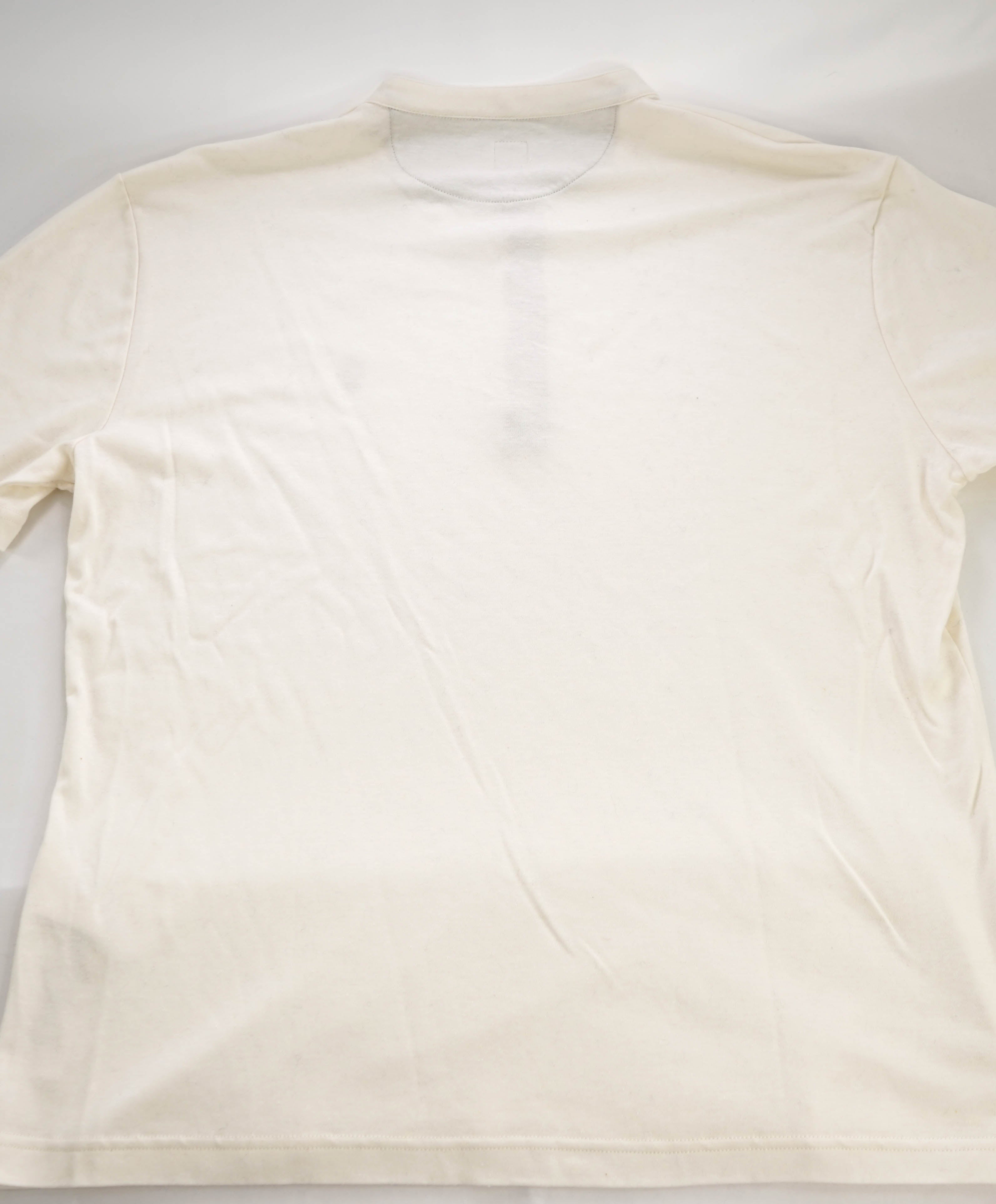 $395 ELEVENTY - Logo COTTON/LINEN Henley T-Shirt Ivory - XL