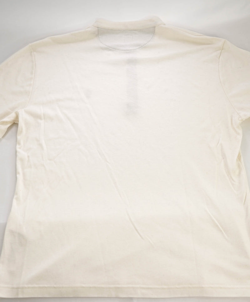$395 ELEVENTY - Logo COTTON/LINEN Henley T-Shirt Ivory - M