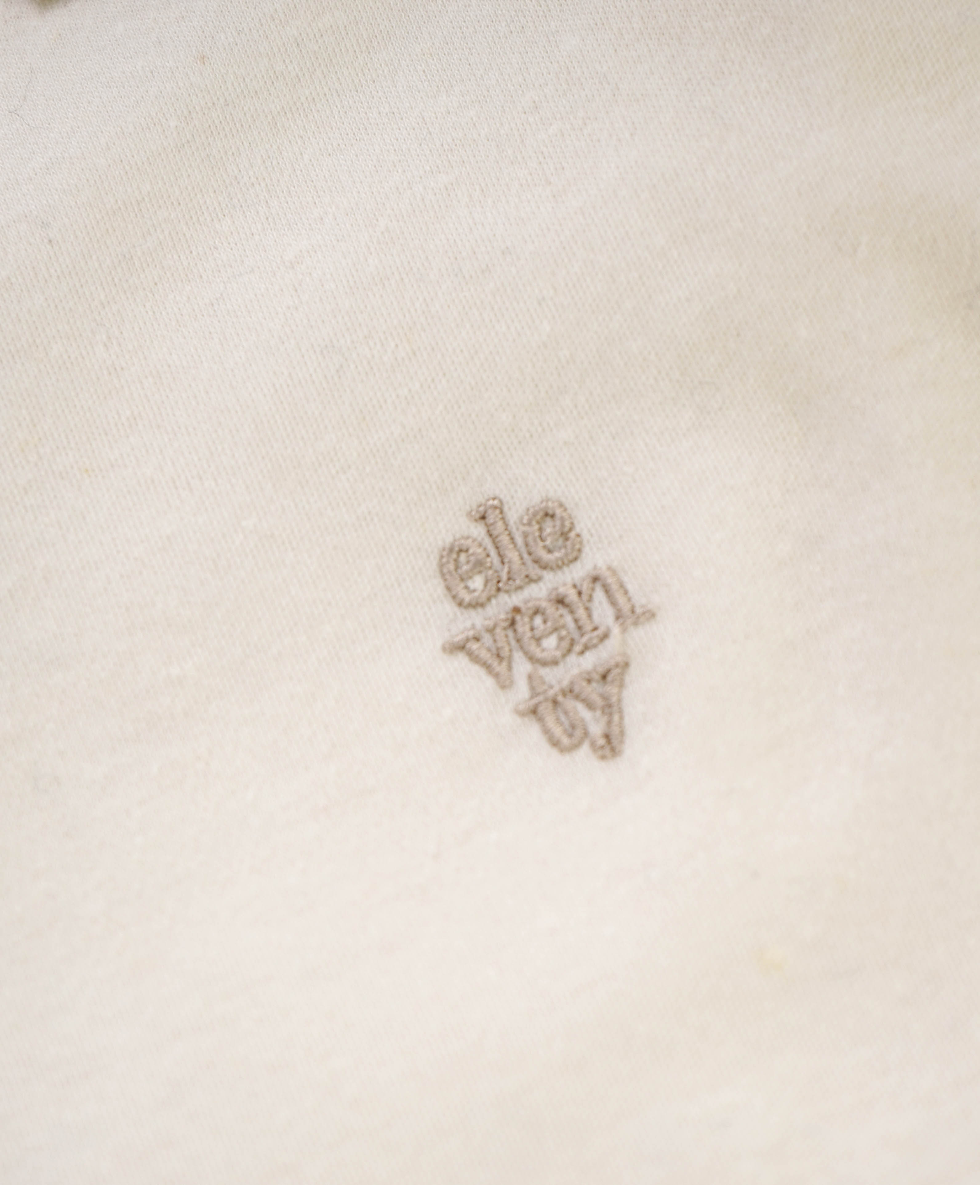 $395 ELEVENTY - Logo COTTON/LINEN Henley T-Shirt Ivory - L