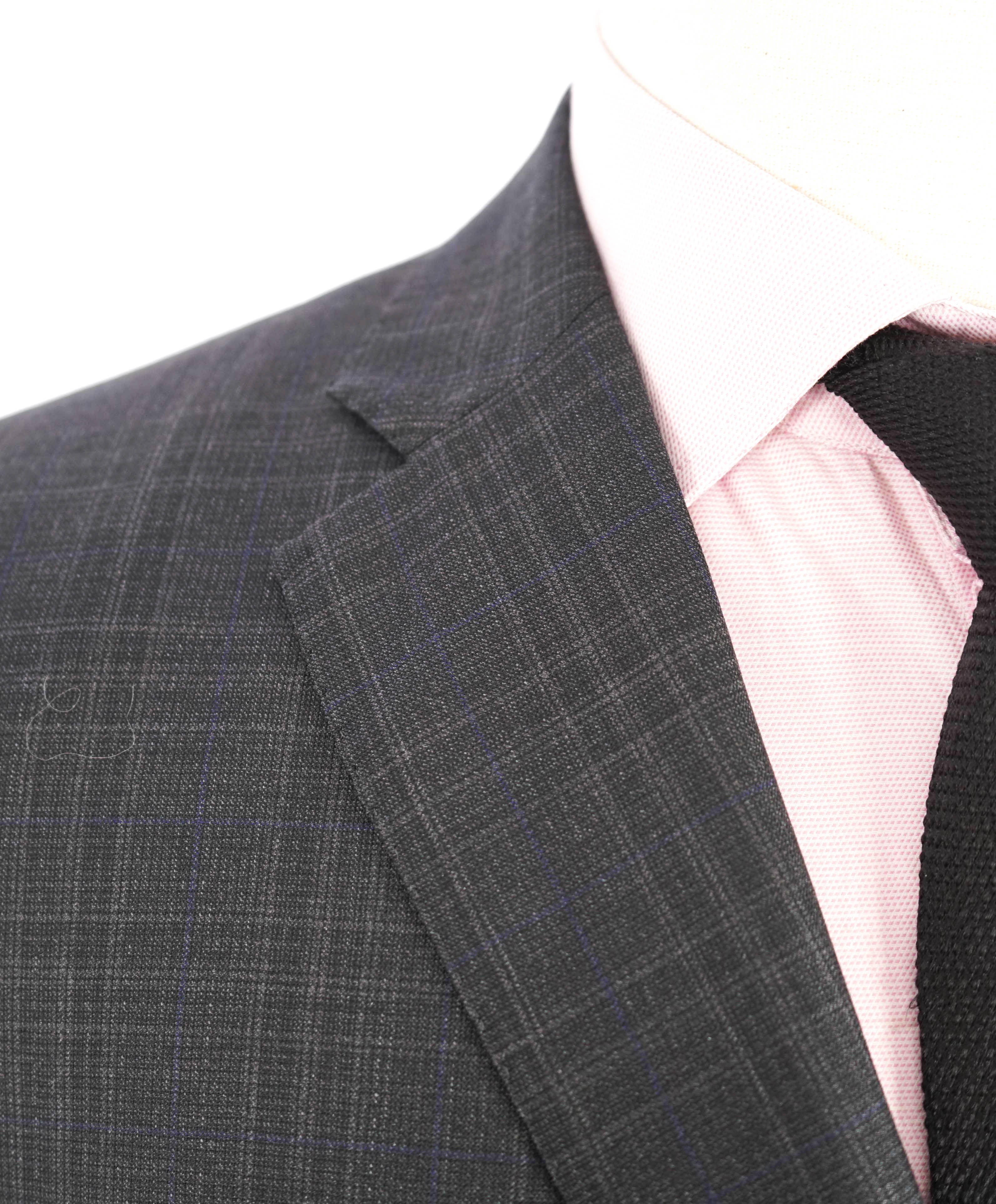 SAKS FIFTH AVENUE - ERMENEGILDO ZEGNA "Modern" Gray Check WOOL Blazer - 42R