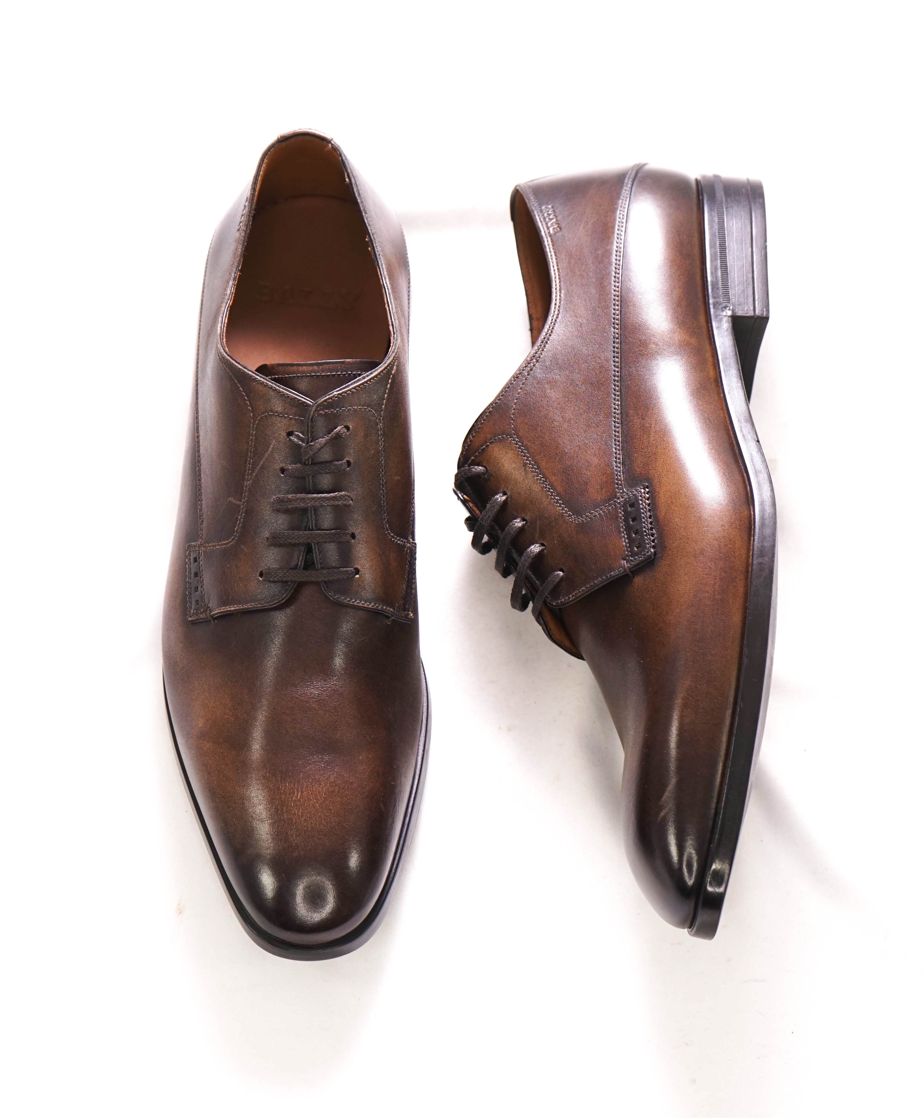 BALLY - “LANTOUR” Brown Patina Oxfords With Durable Rubber Sole - 9US (8EU)