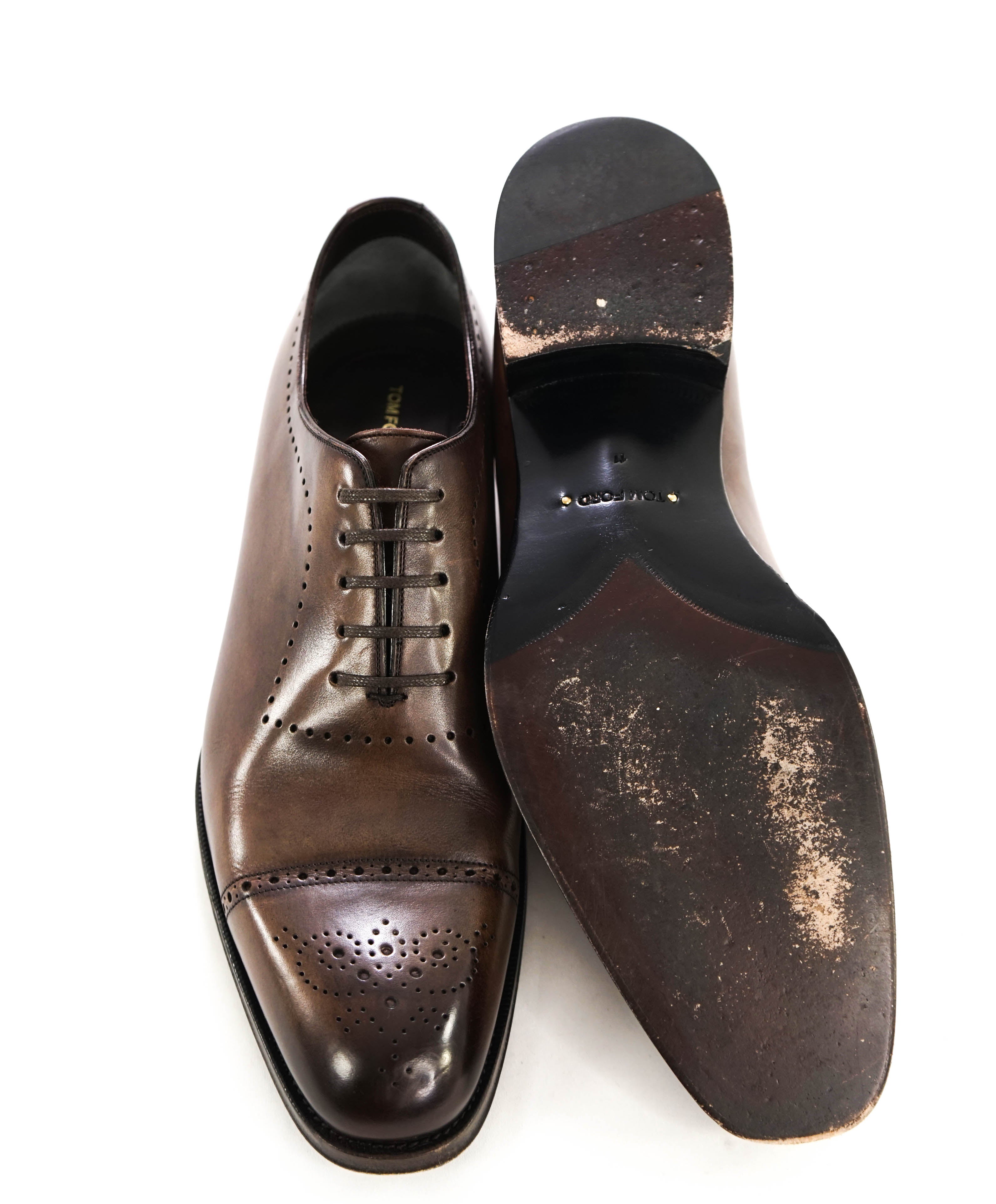 $1,790 TOM FORD - Wholecut "EDGAR" Brown Oxfords - 12 US (11)