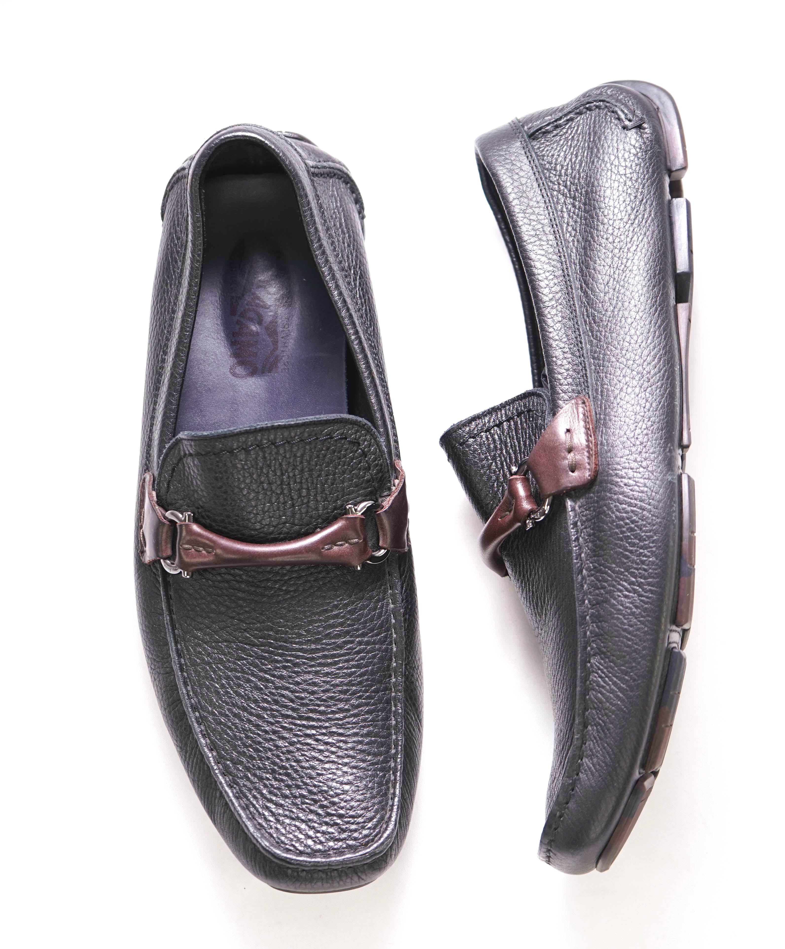 SALVATORE FERRAGAMO - Black/Brown Camp Sole Gancini Loafer- 8 E