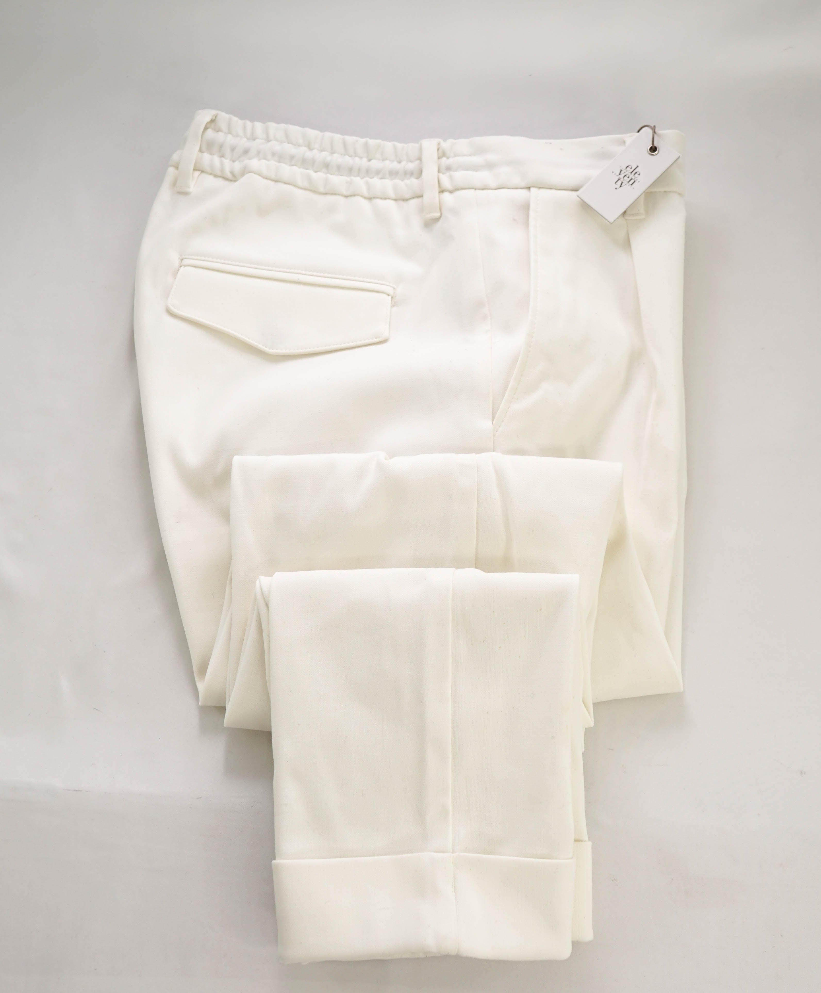 $695 ELEVENTY - JOGGER Ivory Cotton Suede Dress Pants- 33W