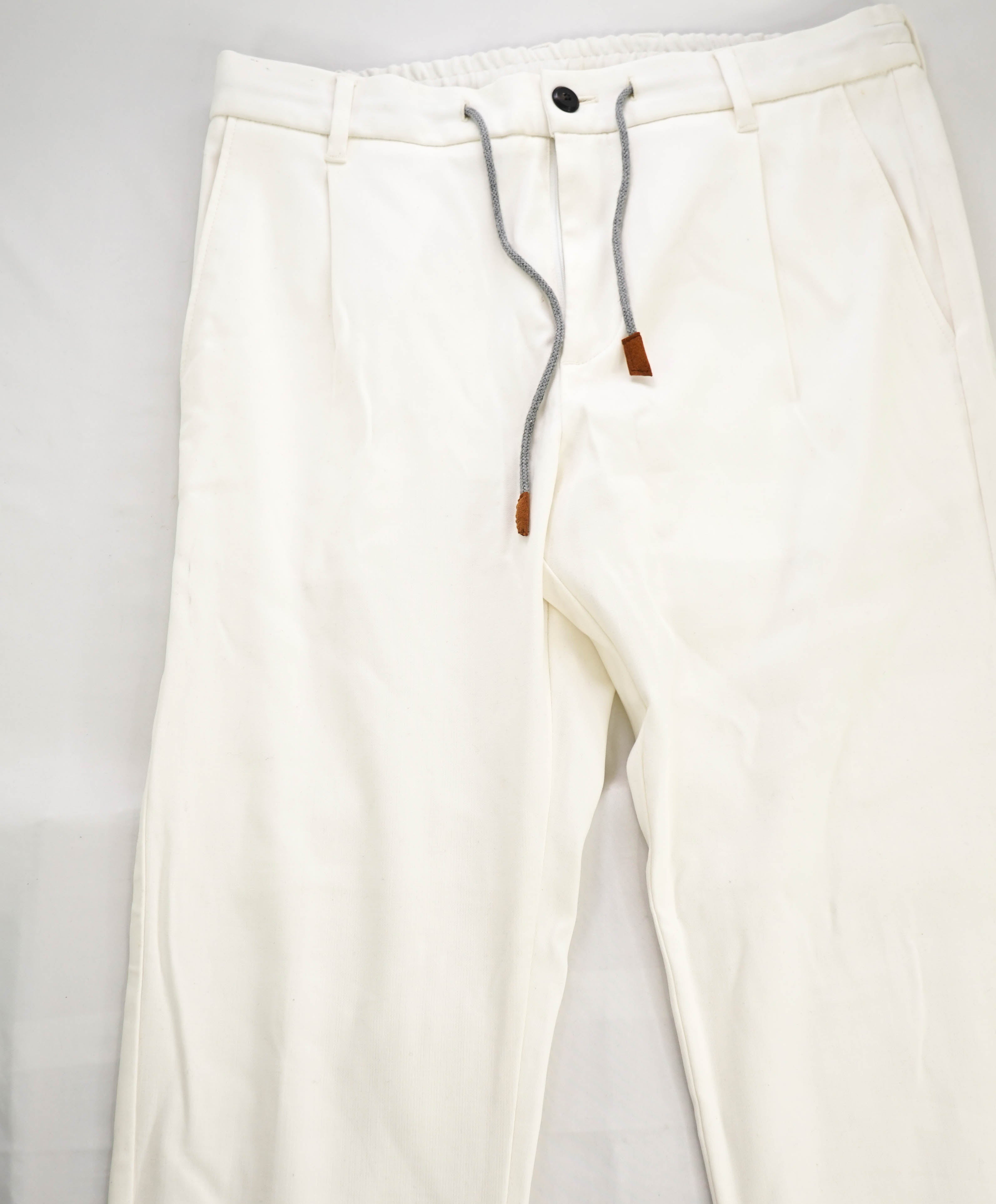 $695 ELEVENTY - JOGGER Ivory Cotton Suede Dress Pants- 33W