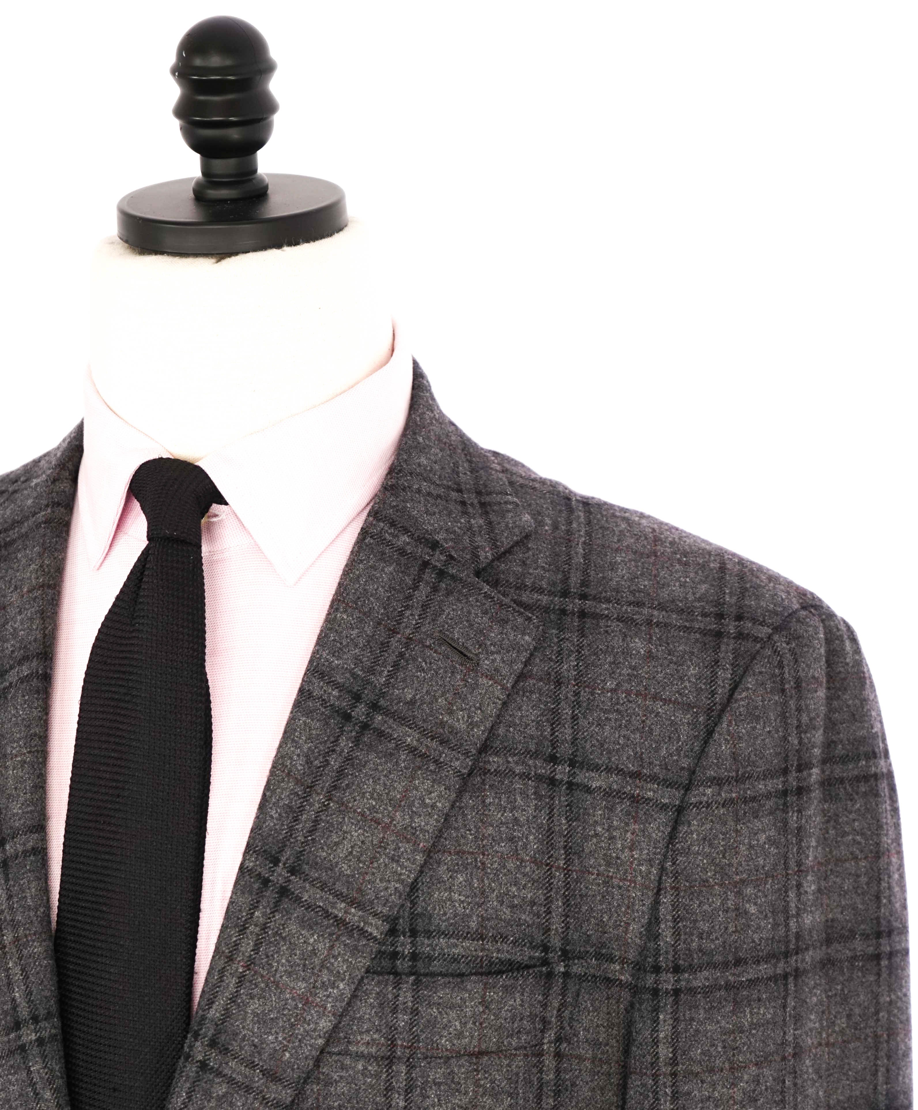 $4,695 ISAIA - WOOL / CASHMERE Gray Plaid Check "BASE S" Blazer - 42R