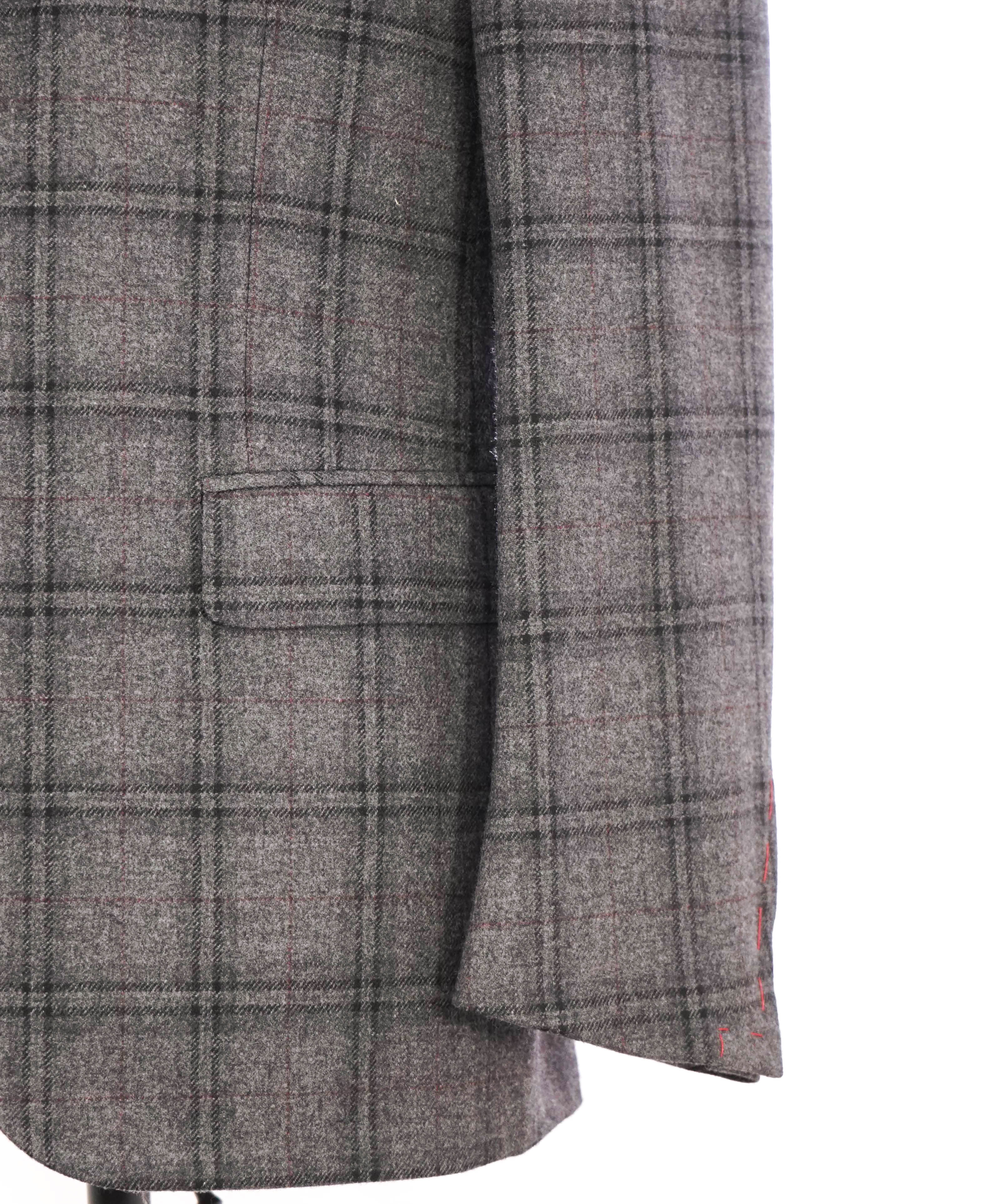 $4,695 ISAIA - WOOL / CASHMERE Gray Plaid Check "BASE S" Blazer - 42R