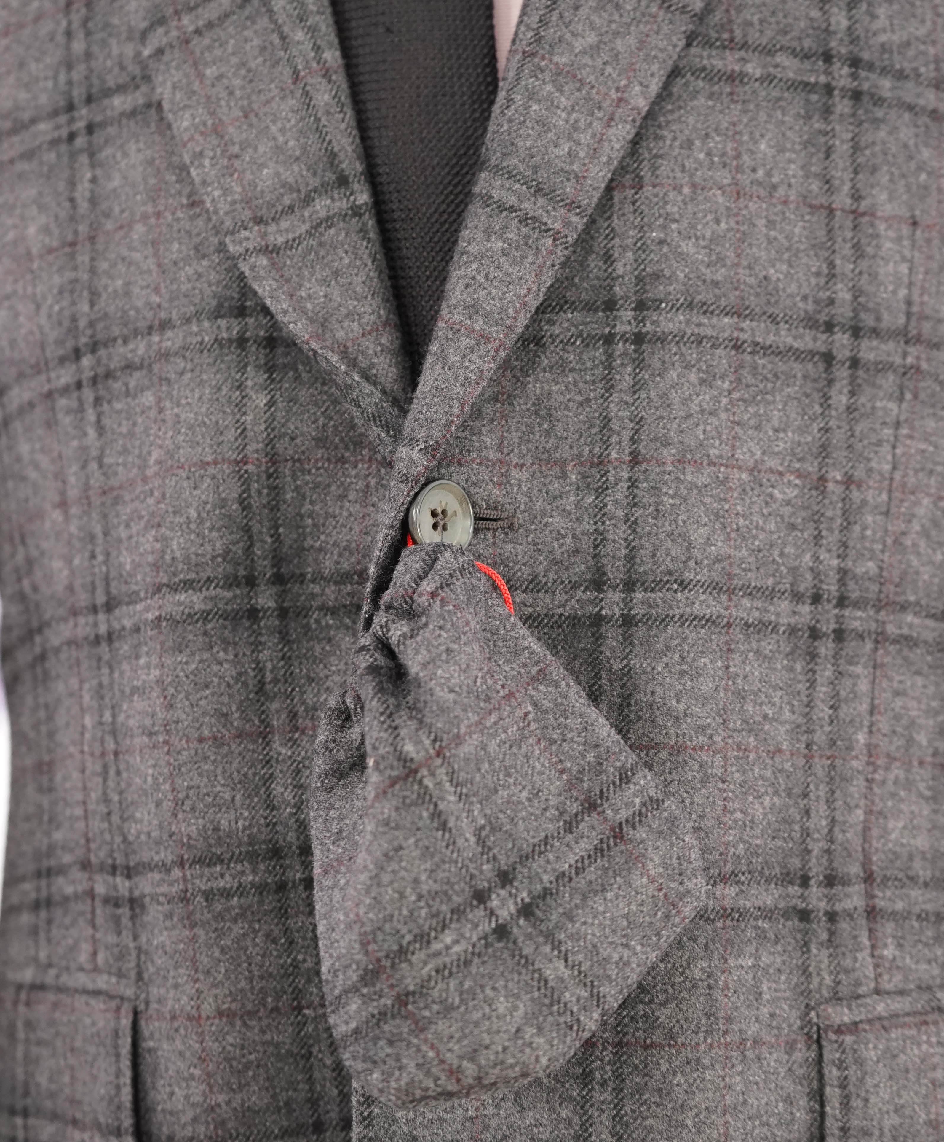 $4,695 ISAIA - WOOL / CASHMERE Gray Plaid Check "BASE S" Blazer - 42R