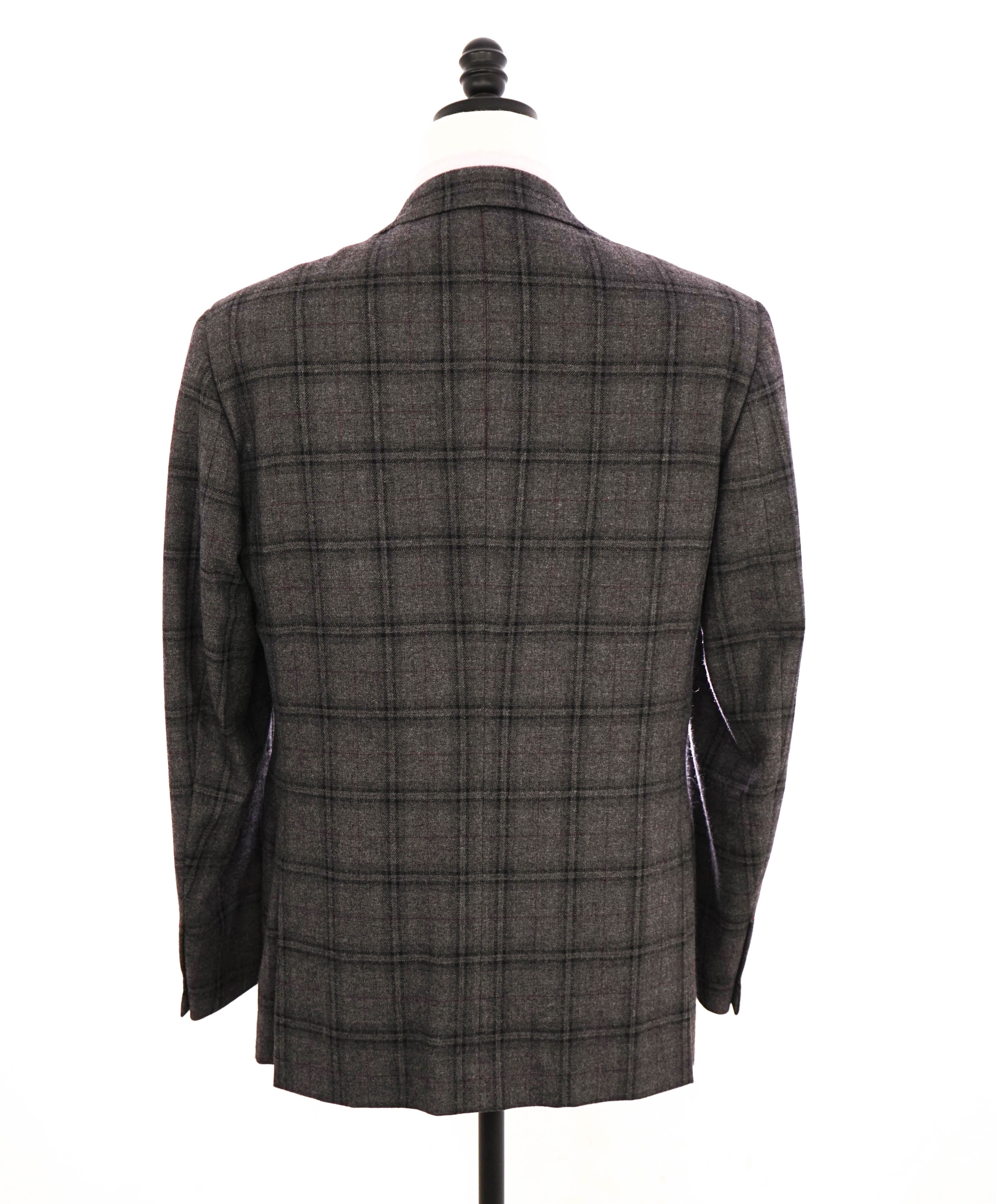 $4,695 ISAIA - WOOL / CASHMERE Gray Plaid Check "BASE S" Blazer - 42R