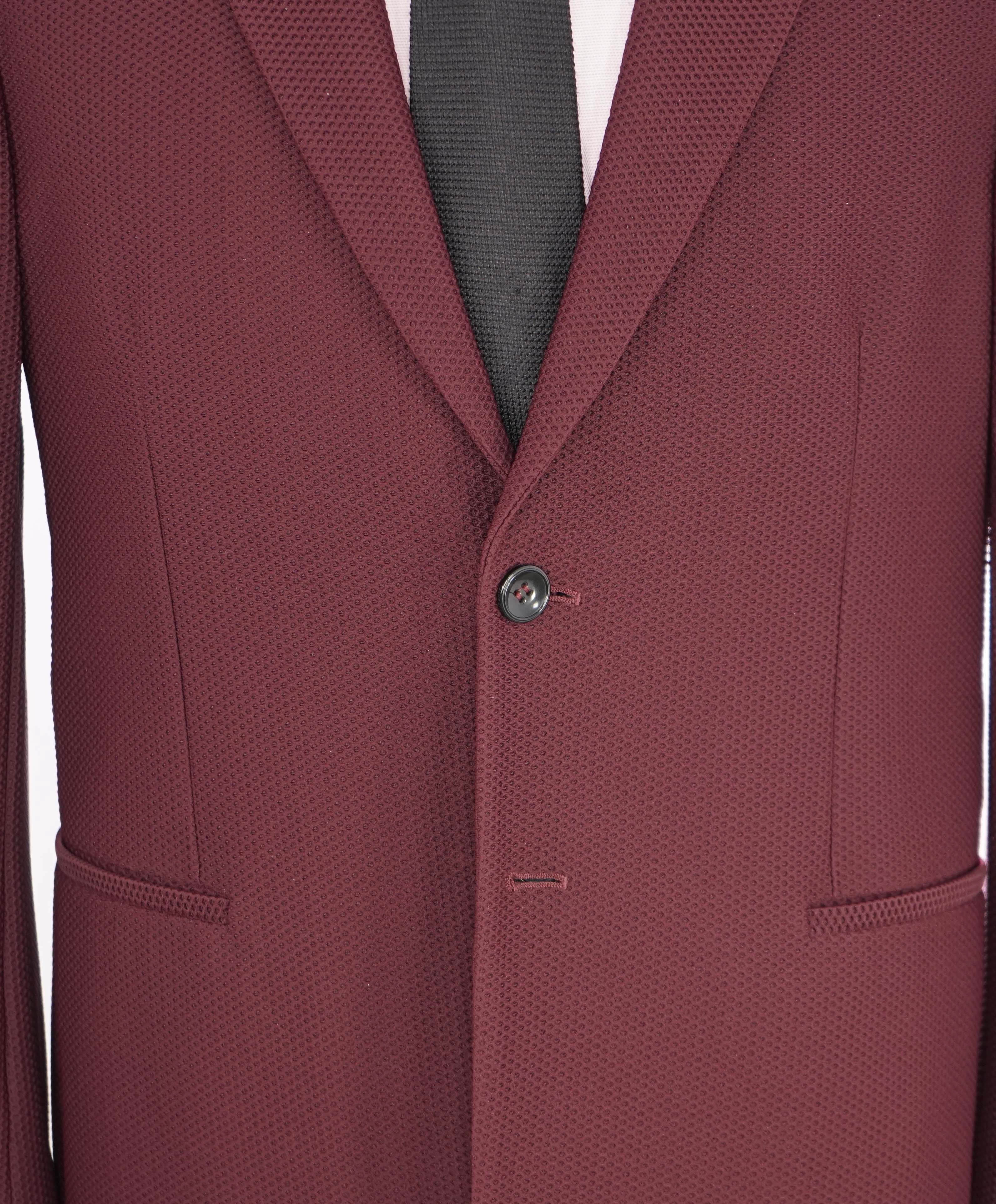 $2,995 GIORGIO ARMANI - Burgundy/Wine Net Jersey Style Breathable Stretch Blazer- 40R