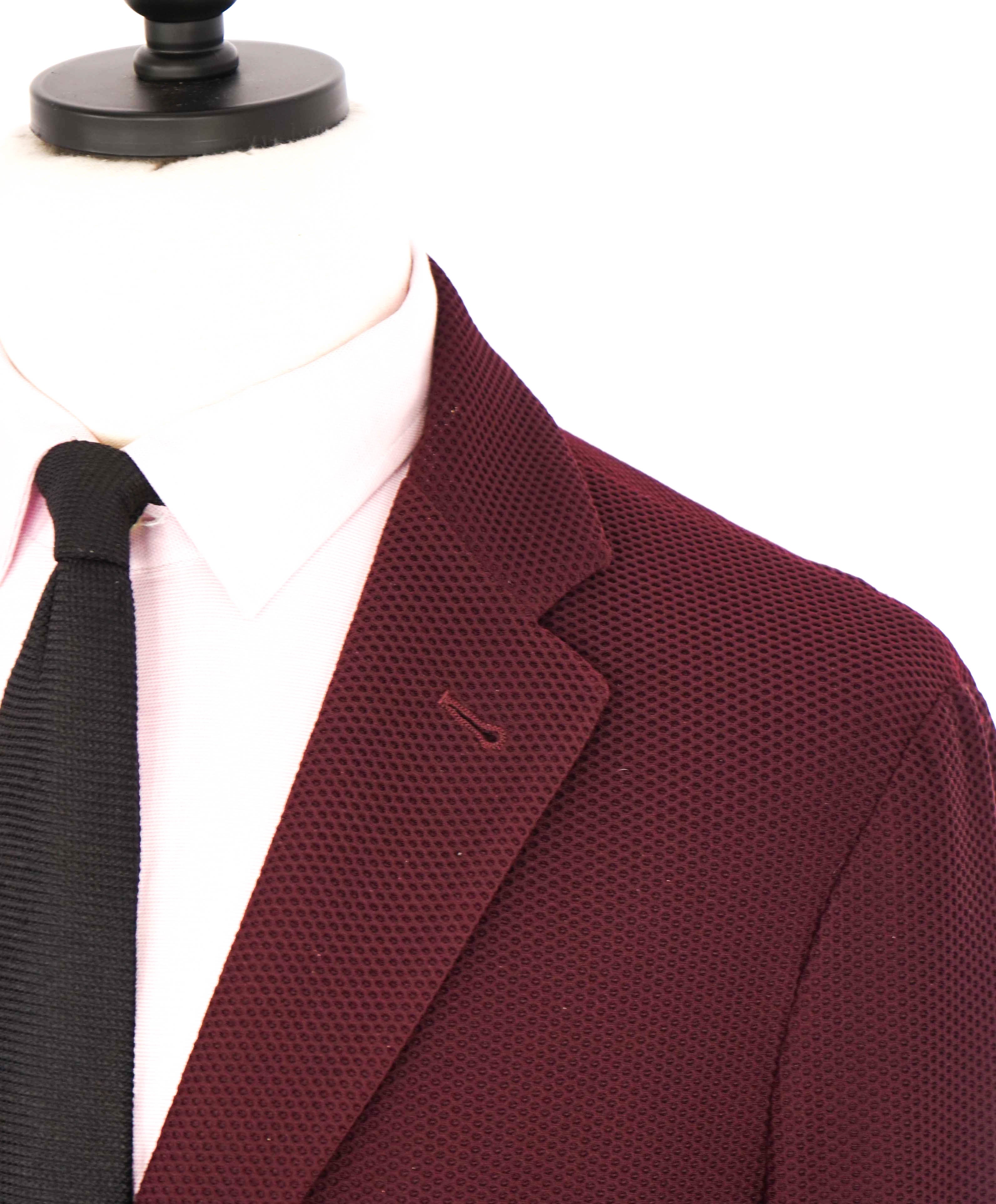 $2,995 GIORGIO ARMANI - Burgundy/Wine Net Jersey Style Breathable Stretch Blazer- 40R